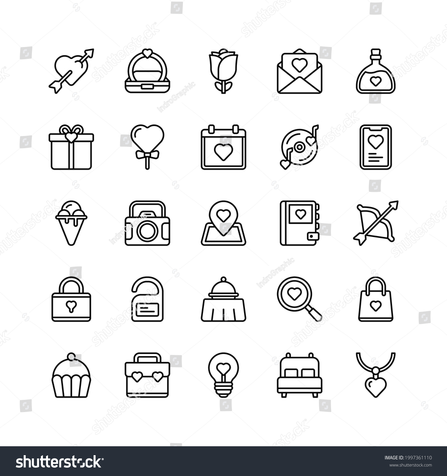 Love Romance Icon Set Outline Style Stock Vector Royalty Free 1997361110 Shutterstock 4947