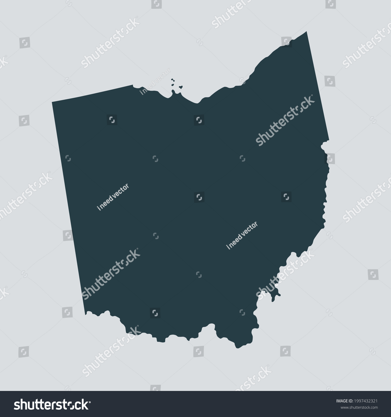 Ohio Map Vector Isolated On Gray Stock Vector (Royalty Free) 1997432321 ...