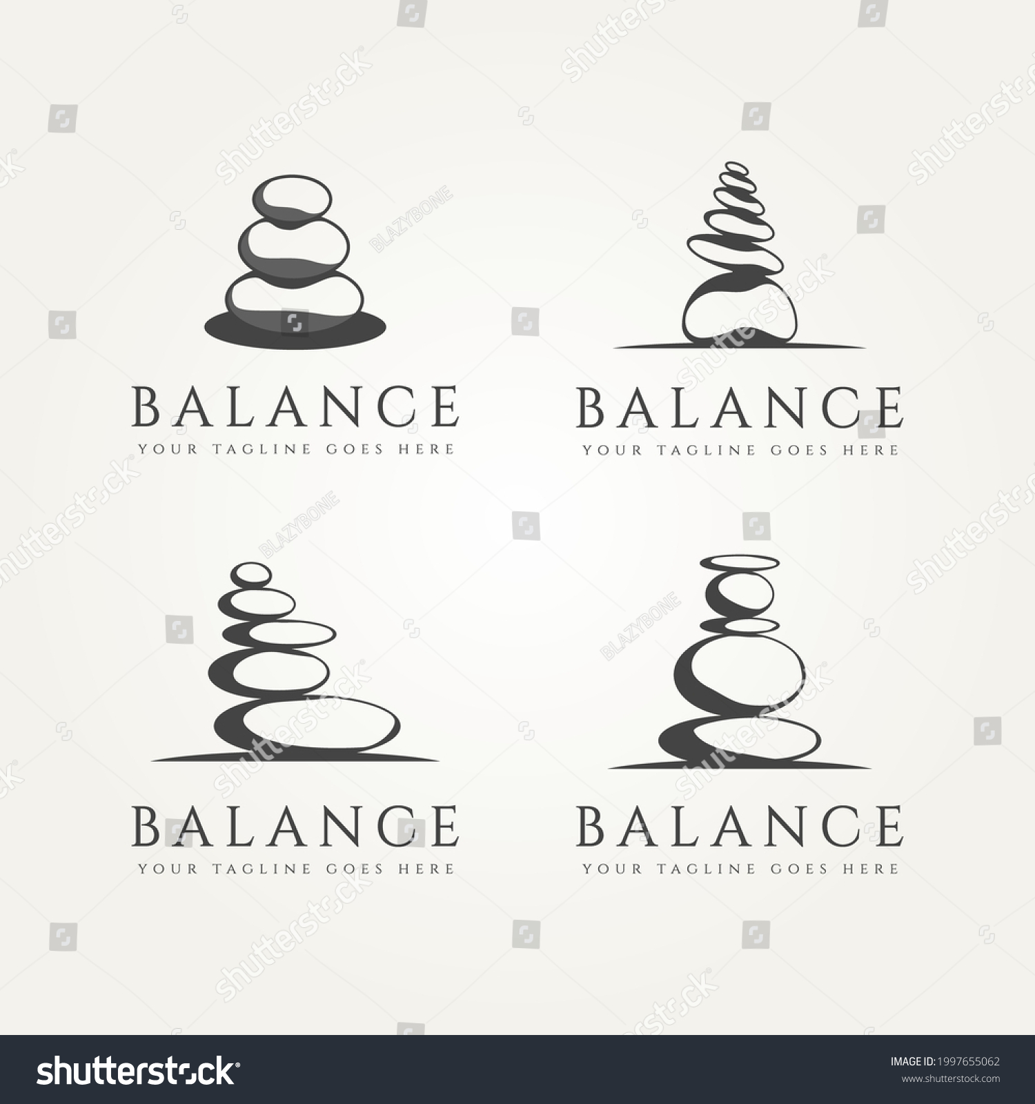 Set Balancing Stone Minimalist Classic Logo Stock Vector (Royalty Free ...
