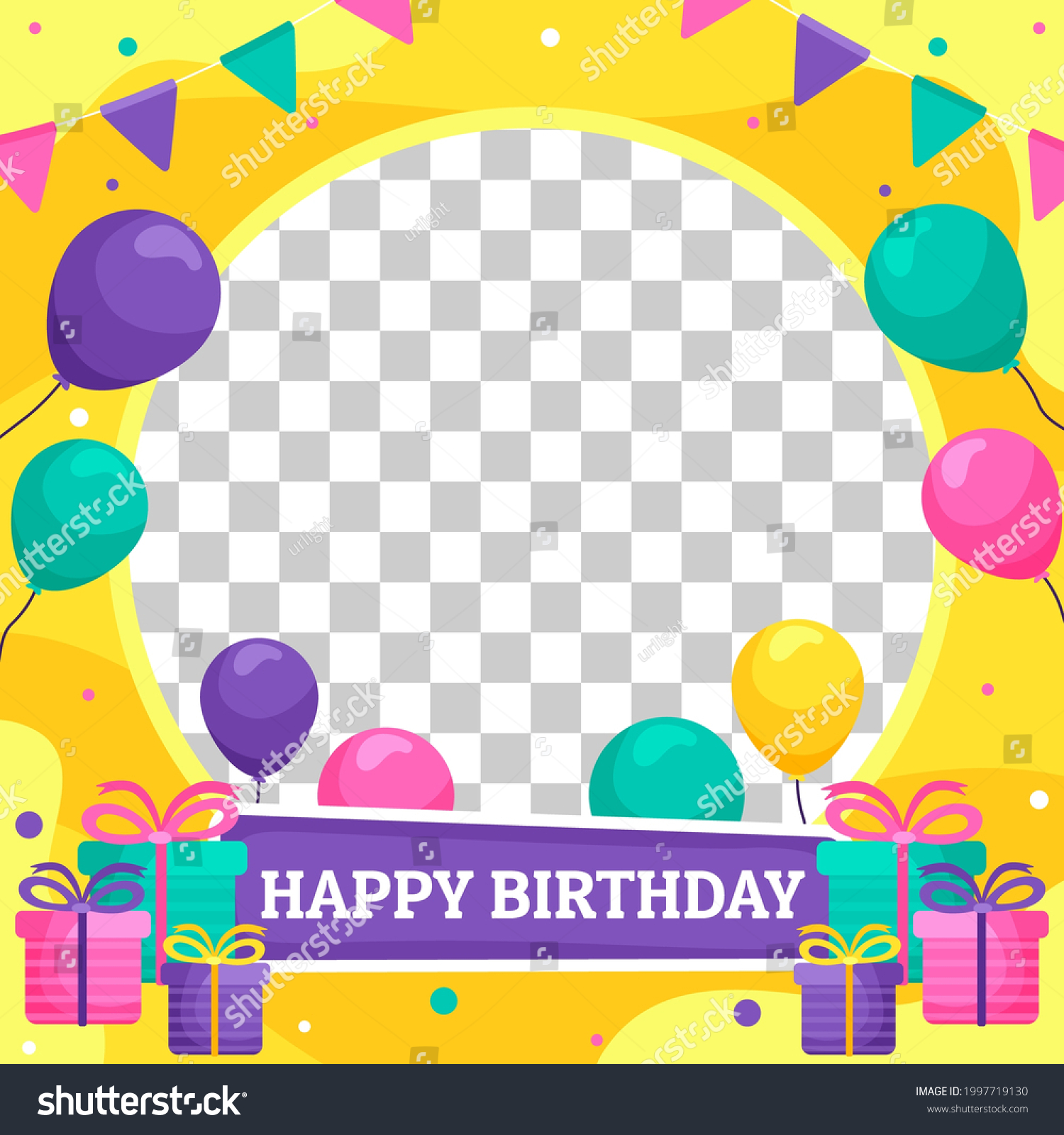 Happy Birthday Colour Vector Frame Inscription Stock Vector (Royalty ...