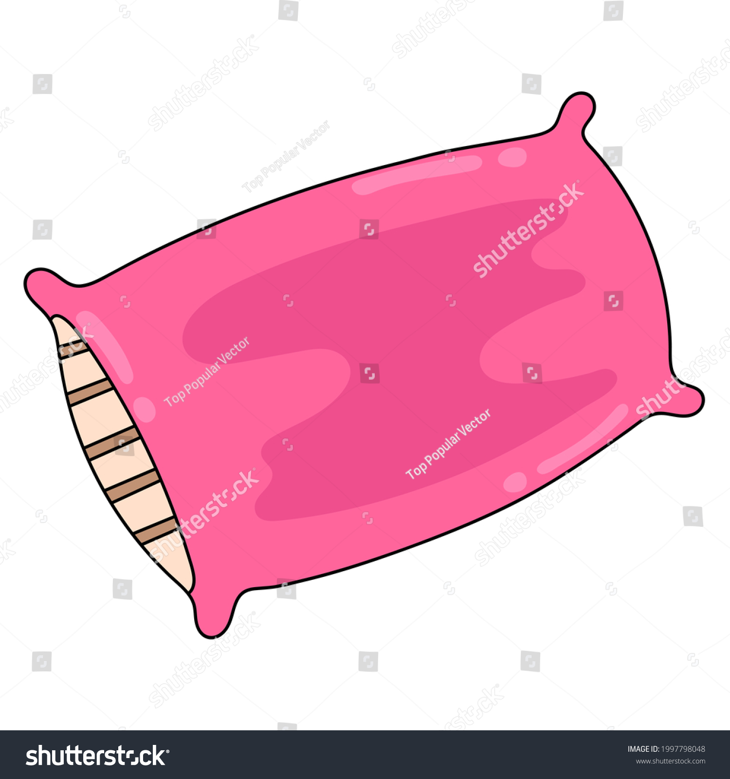 Pink Pillow Sleeping Cartoon Emoticon Doodle Stock Vector (Royalty Free ...