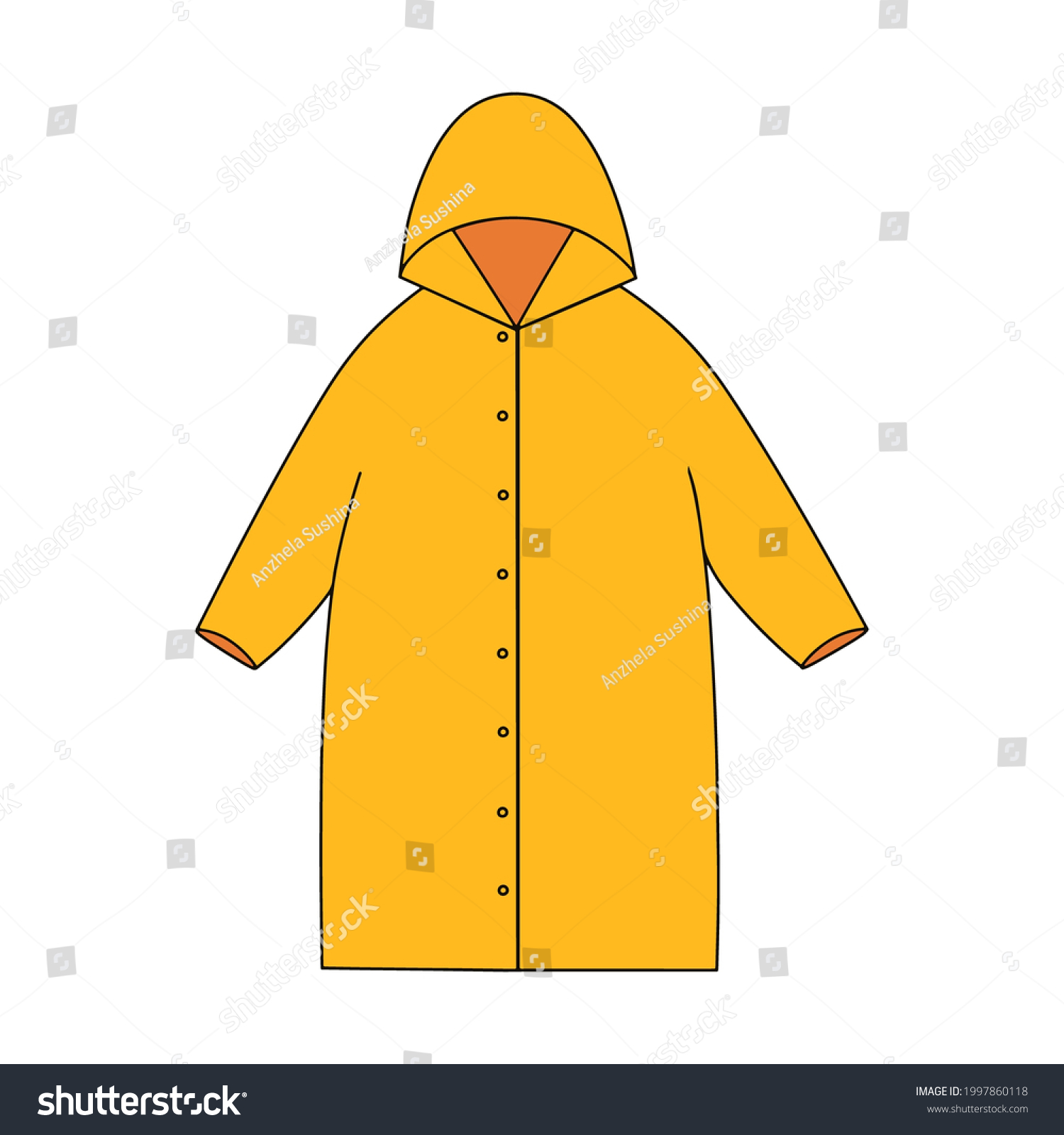 Cartoon Yellow Raincoat Autumn Waterproof Coat Stock Vector (Royalty ...