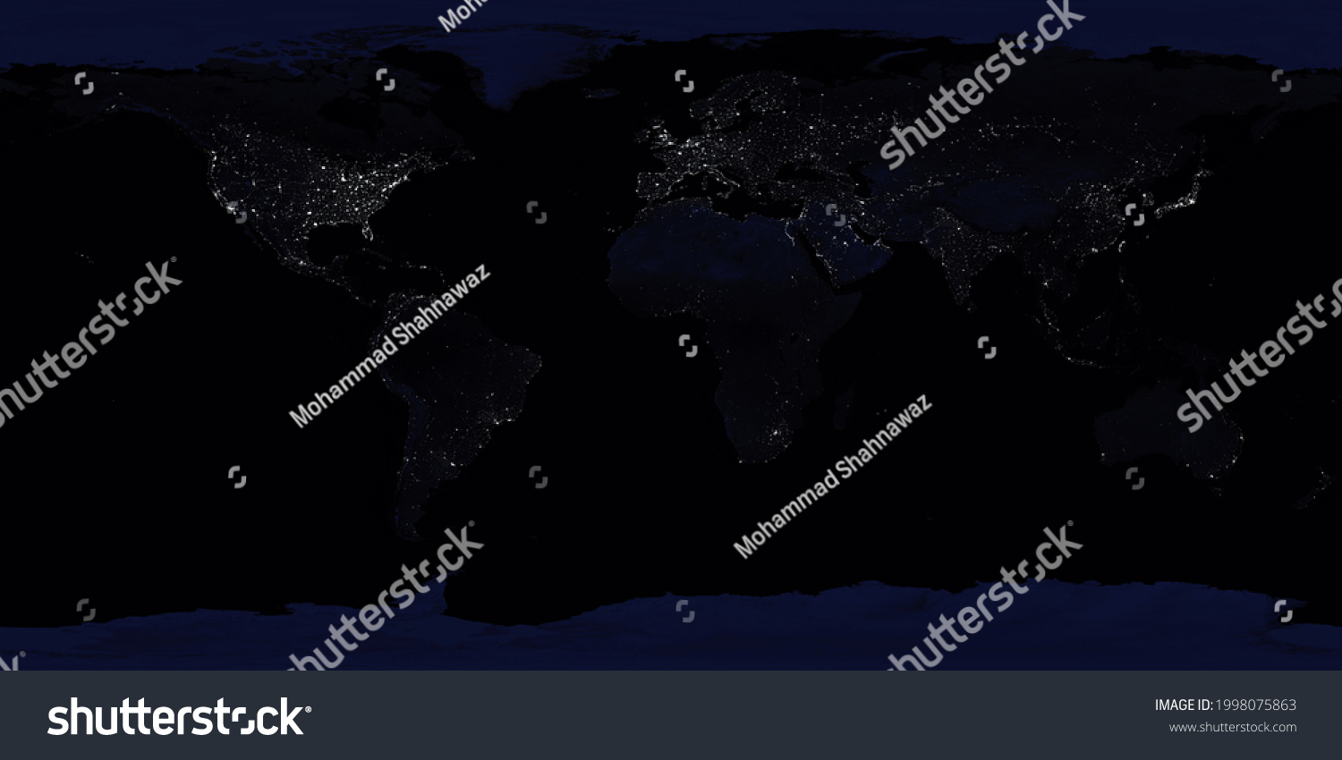 Earth Map Expanded Night View Earth Stock Illustration 1998075863