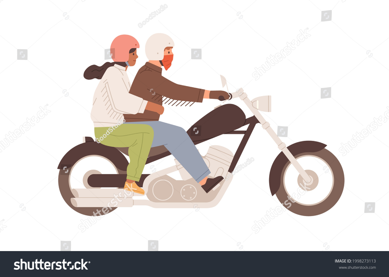 Мужчина с девушкой на мотоцикле логотип.
