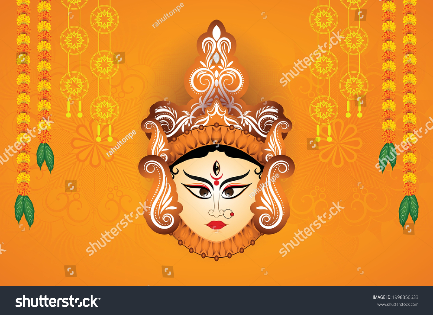 Durga Mata Flowers Design Stock Vector (Royalty Free) 1998350633 ...