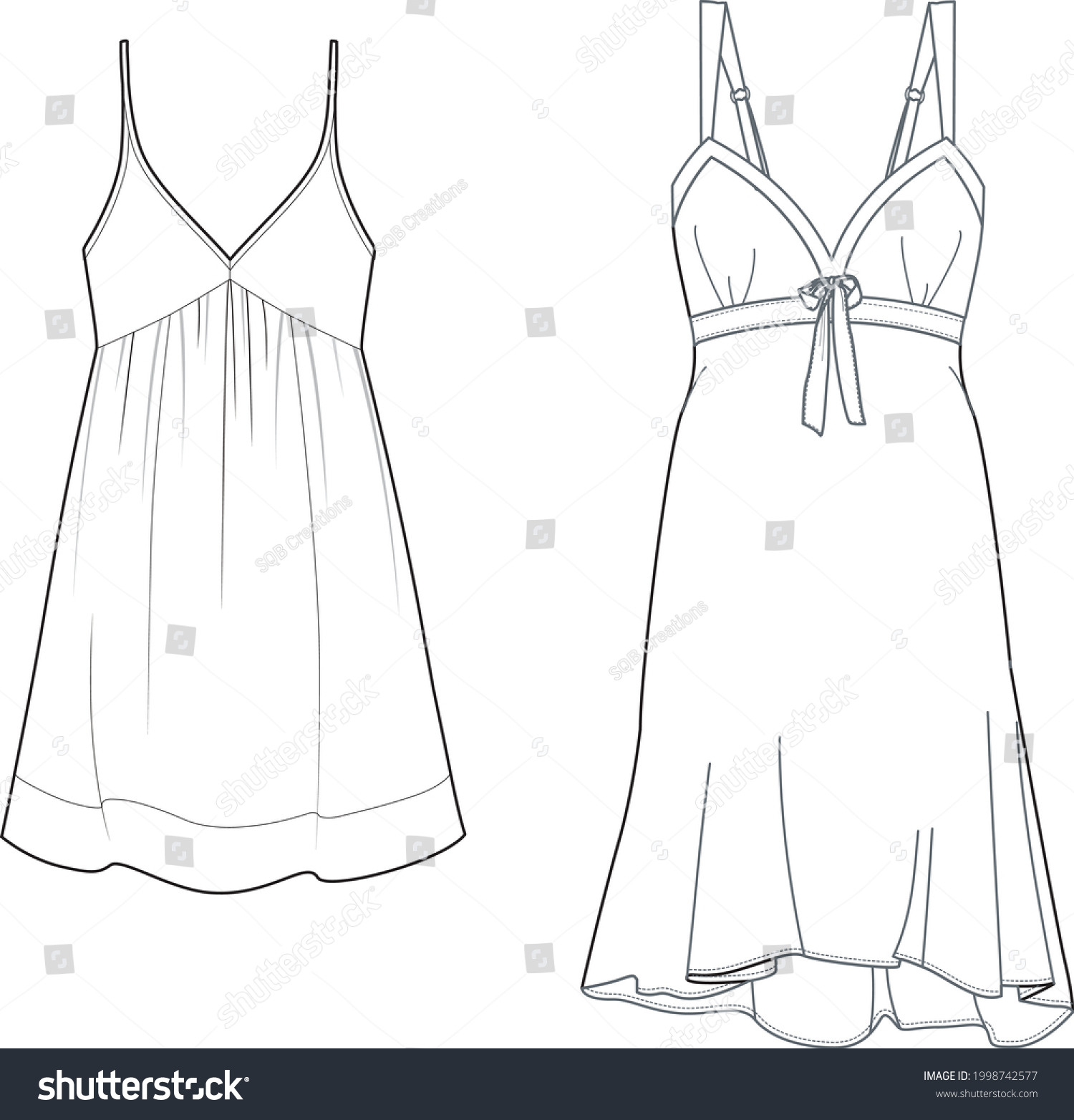 Chemise Dress Sleepwear Pajama Technical Fashion Stock Vector (Royalty ...