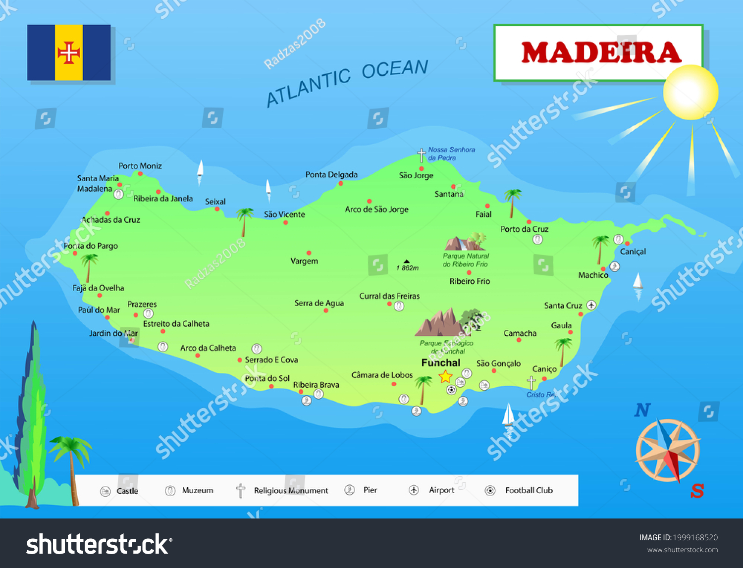 Image Tourist Map Madeira Stock Illustration 1999168520 | Shutterstock