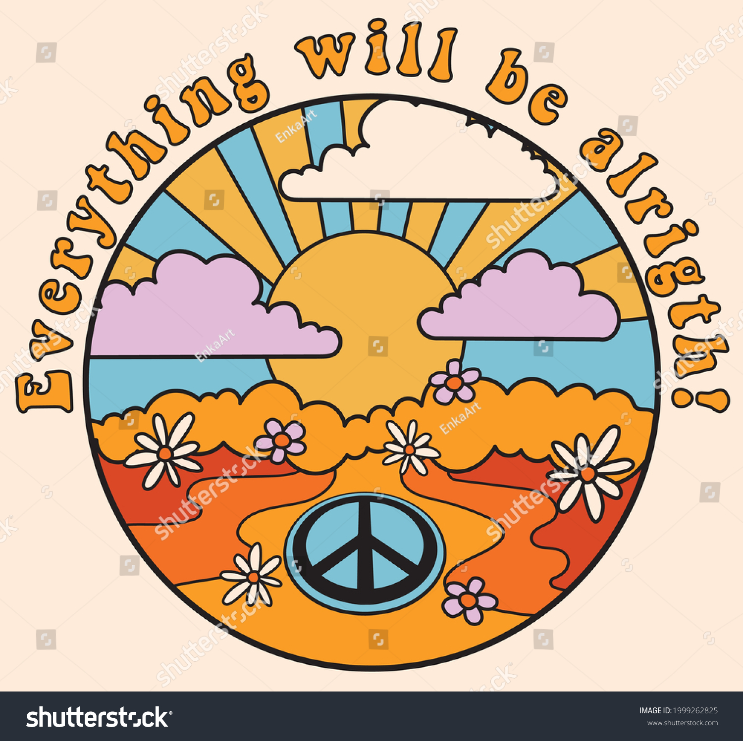 70s Groovy Retro Psychedelic Print Hippie Stock Vector (Royalty Free ...