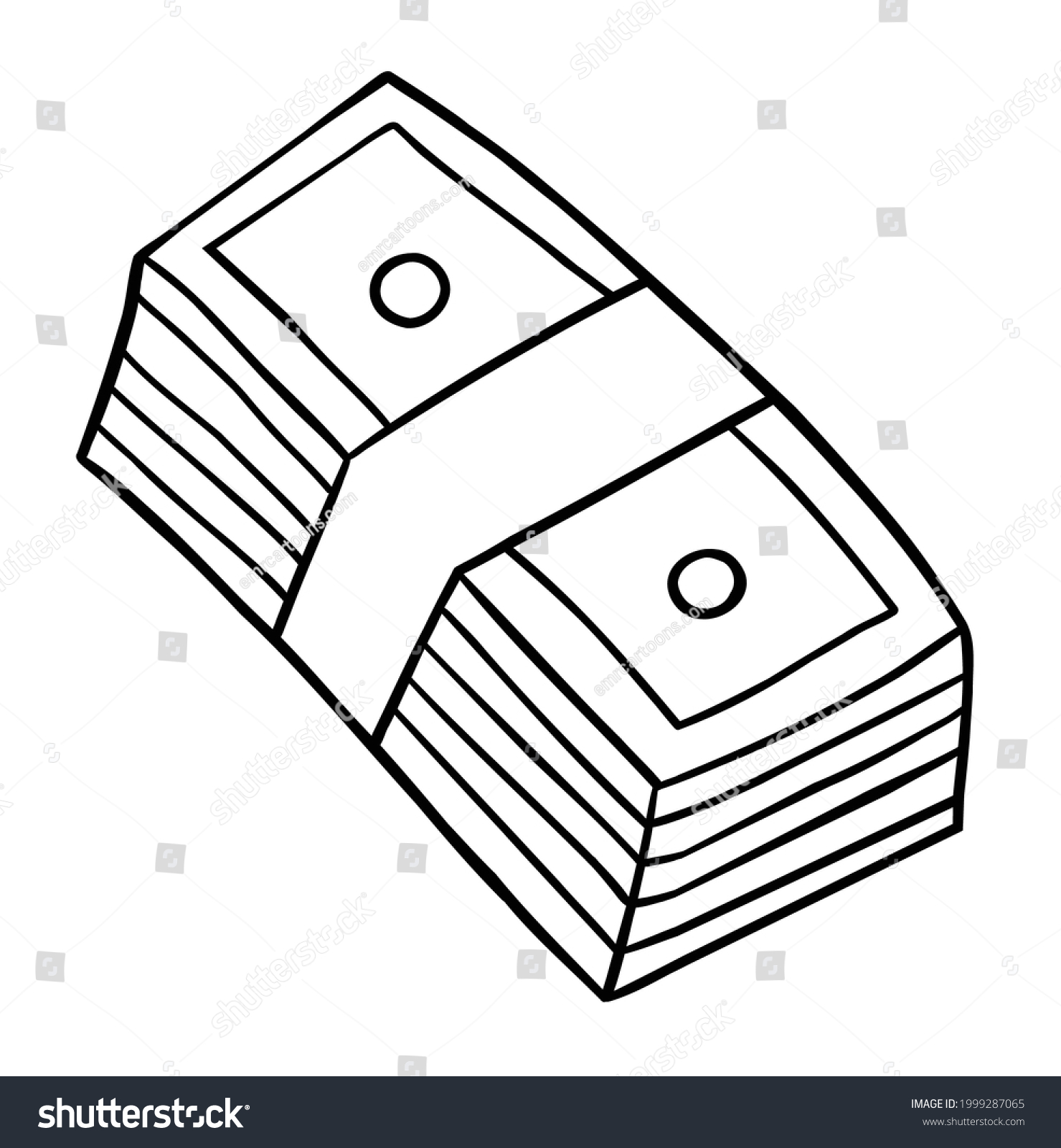 Cartoon Vector Illustration Banknote Money Black Stock Vector (Royalty ...