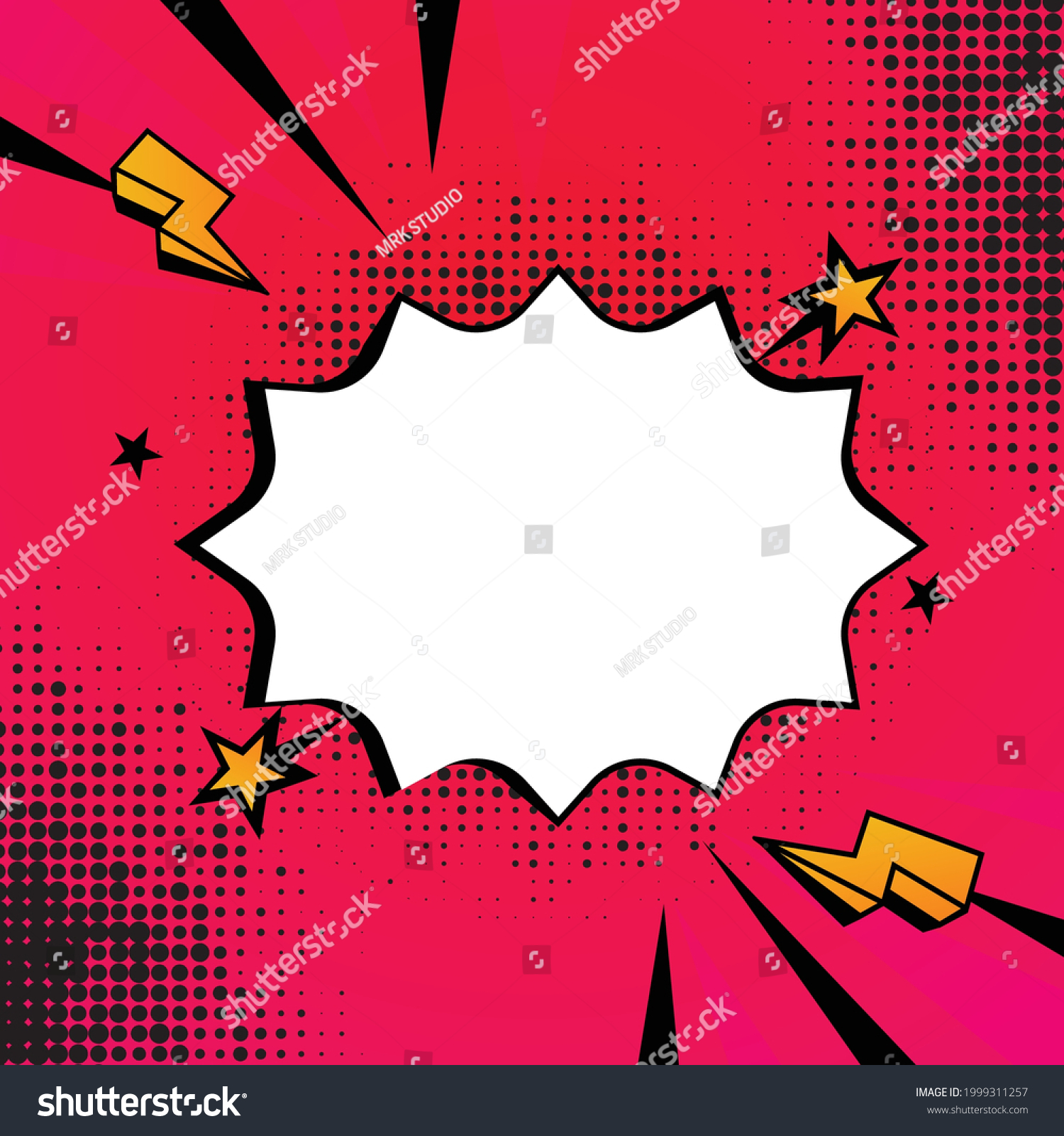 Blank Red Comic Bubble Banner Design Stock Vector (Royalty Free ...