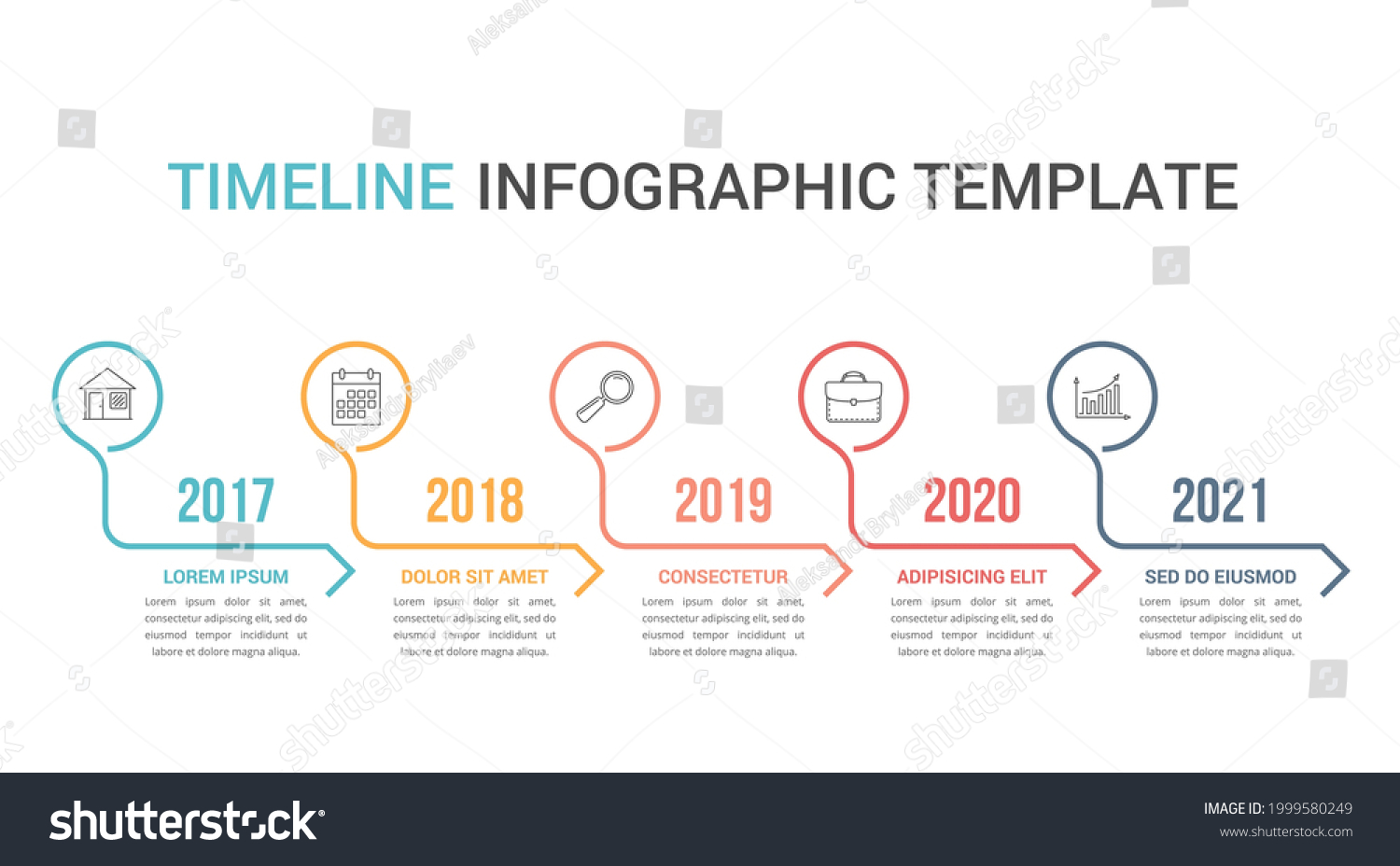 Horizontal Timeline Template Five Arrows Infographic Stock Vector ...