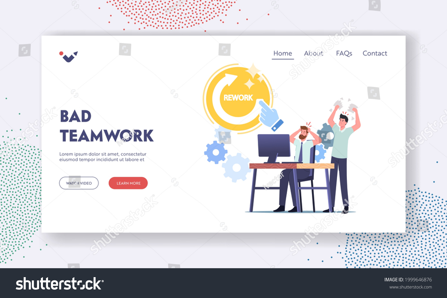 Bad Teamwork Landing Page Template Angry Stock Vector (Royalty Free ...