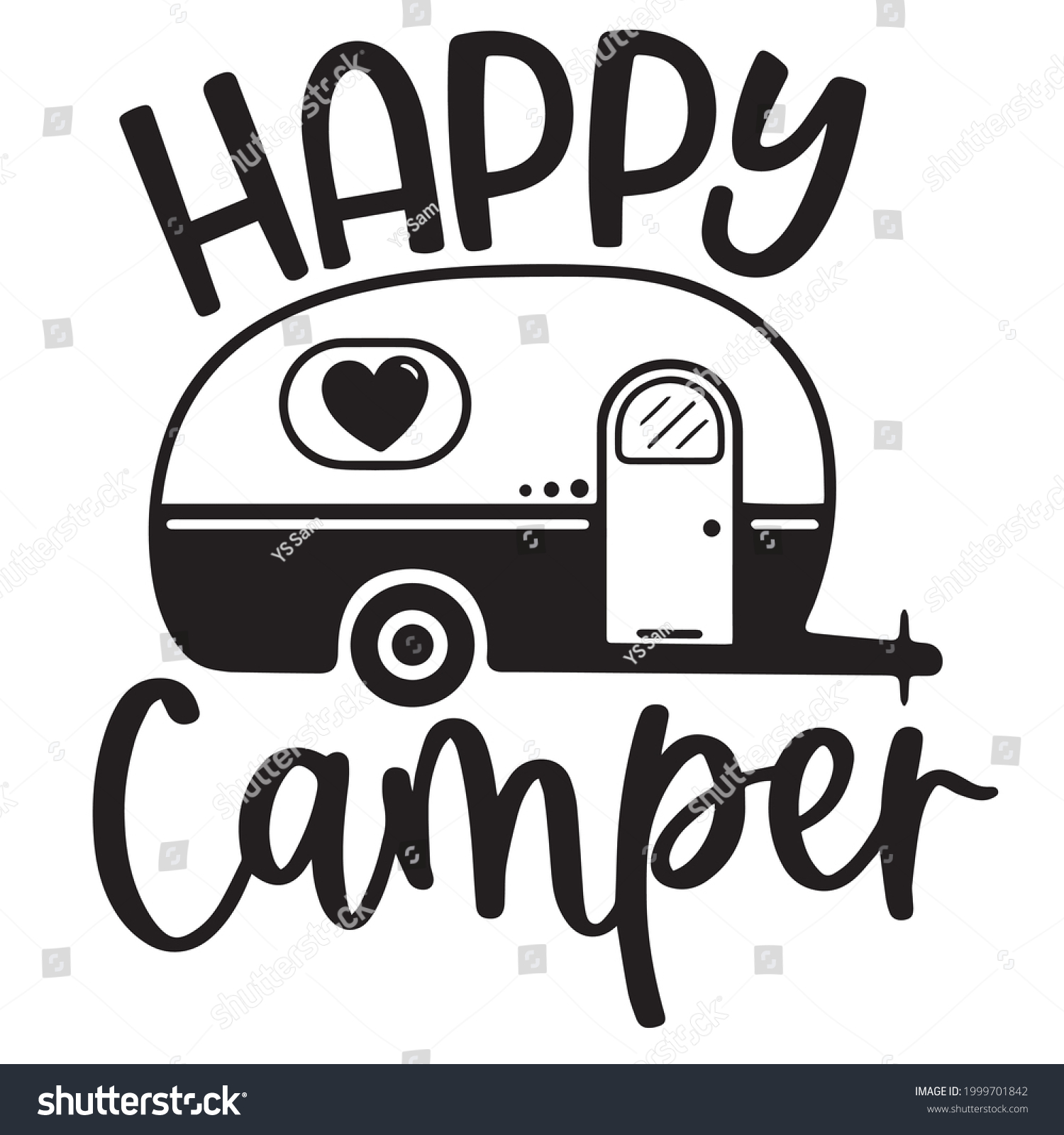 Happy Camper Logo Inspirational Positive Quotes Stock Vector (Royalty ...