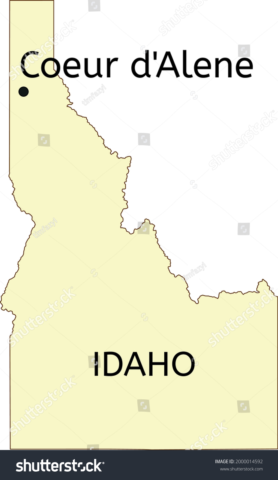 Stock Vector Coeur D Alene City Location On Idaho State Map 2000014592 