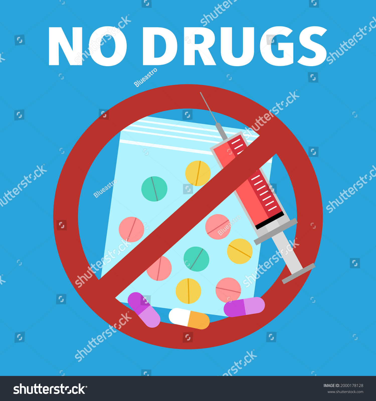 No Drugs Concept Vector Illustration Syringe Stock Vector (Royalty Free ...