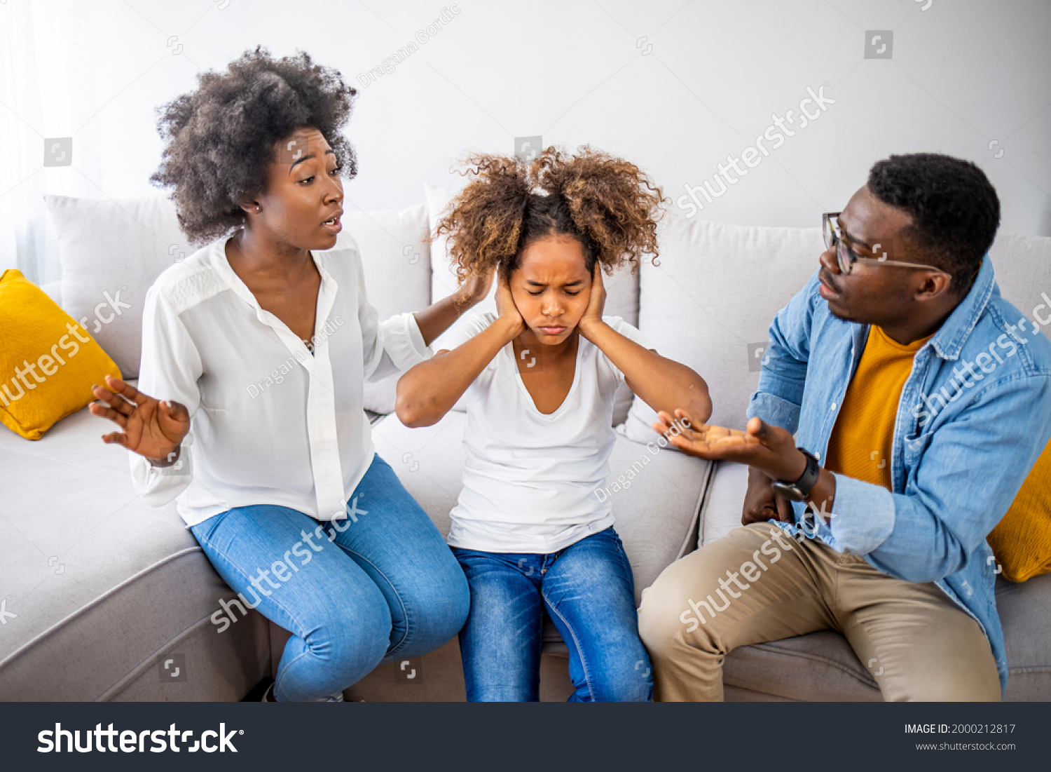 Desperate Littlegirl During Parents Quarrel Frustrated Stock Photo ...