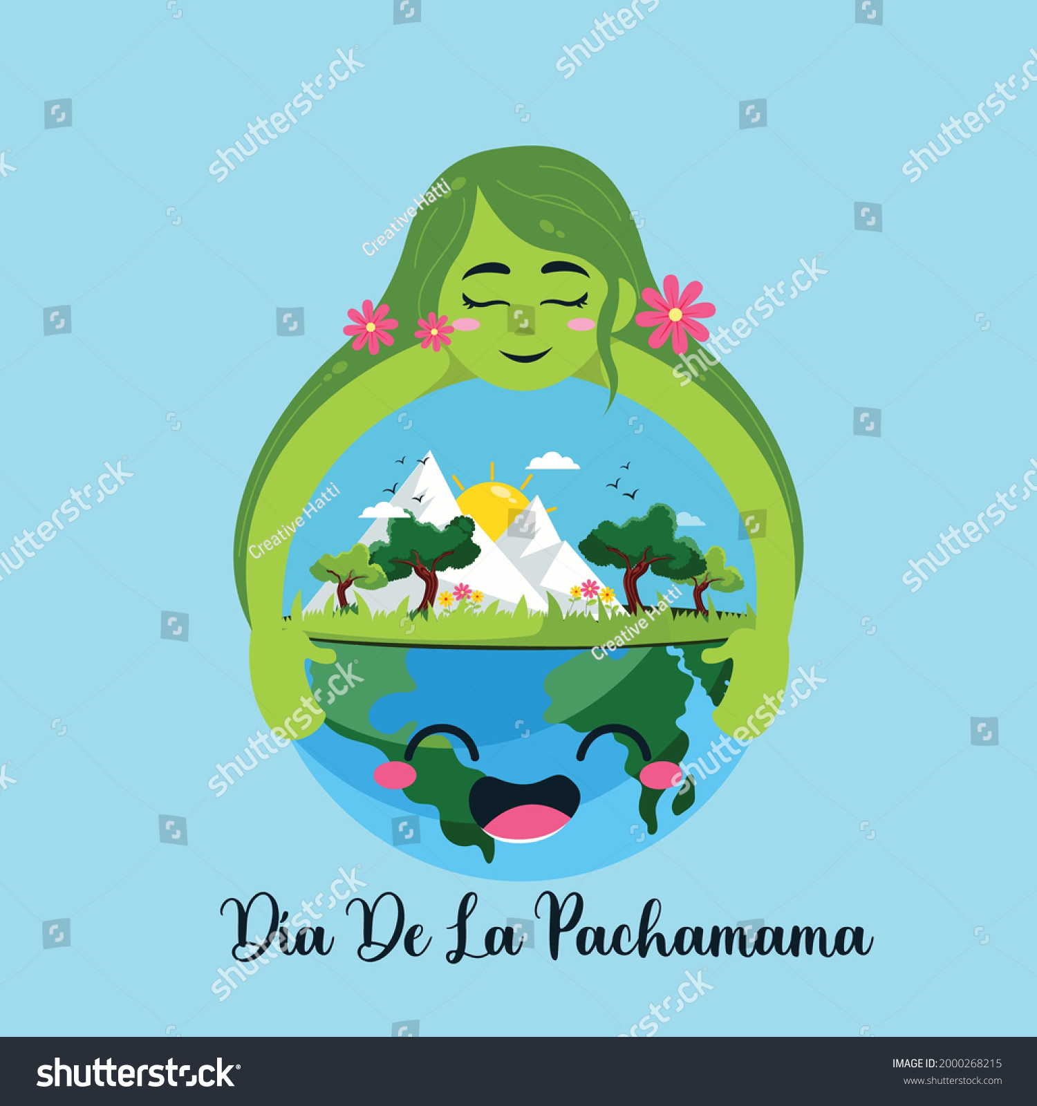 Cartoon Illustration Dia De La Pachamama Stock Vector (Royalty Free ...