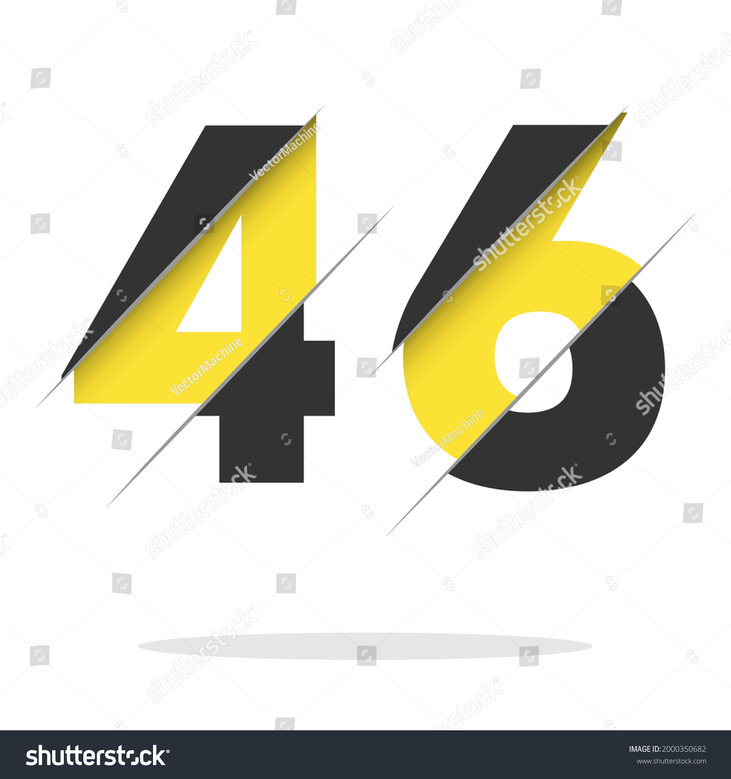 46 Number Logo Design Creative Cut Stock Vector (Royalty Free ...