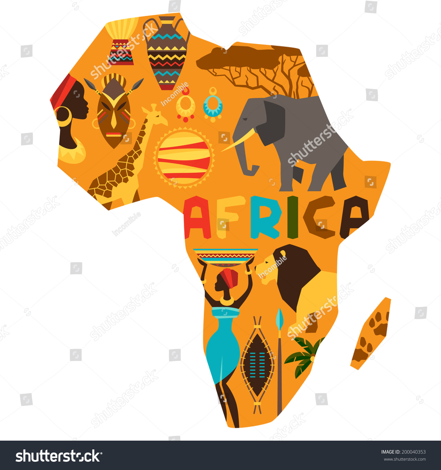 African Ethnic Background Illustration Map Stock Vector (Royalty Free ...