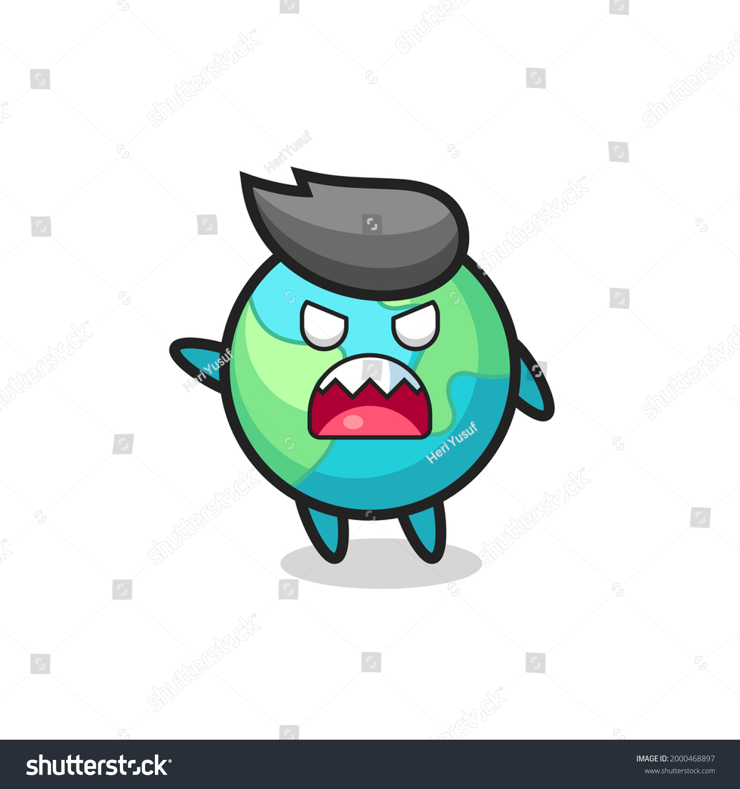 Cute Earth Cartoon Very Angry Pose Stock Vector (Royalty Free ...