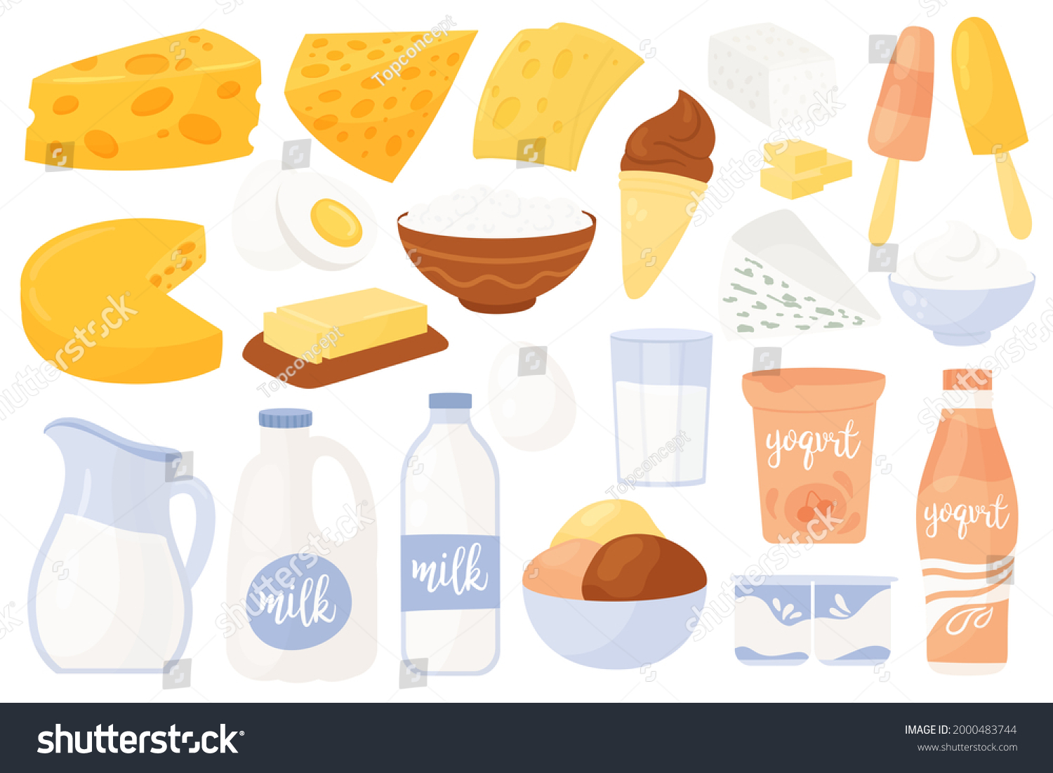 Dairy Farm Food Product Set Vector Stock Vector (Royalty Free ...