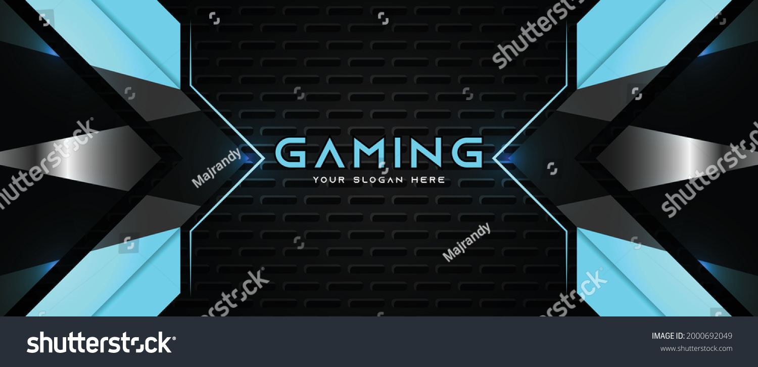 Futuristic Black Blue Gaming Banner Design Stock Vector (Royalty Free ...