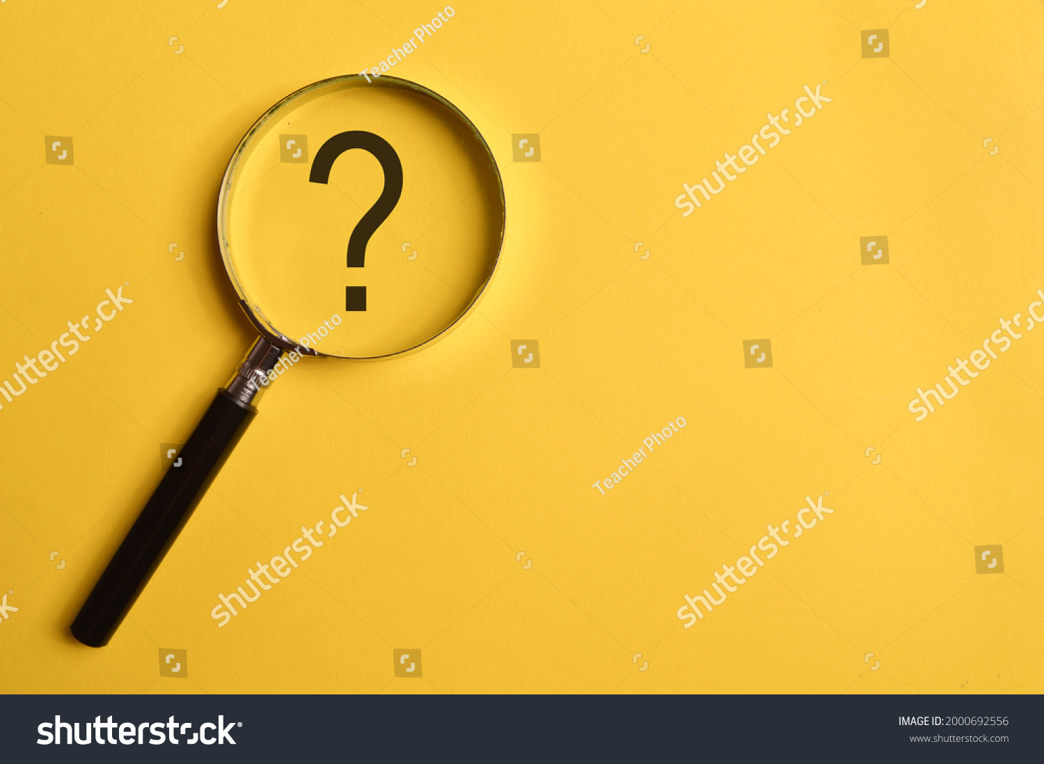 Top View Magnifying Glass Question Mark Stock Photo 2000692556