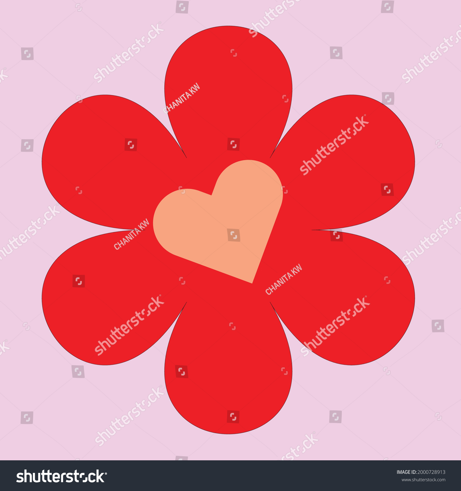 Pink Background Leaf Heart Shaped Icons Stock Vector Royalty Free 2000728913 Shutterstock 4096