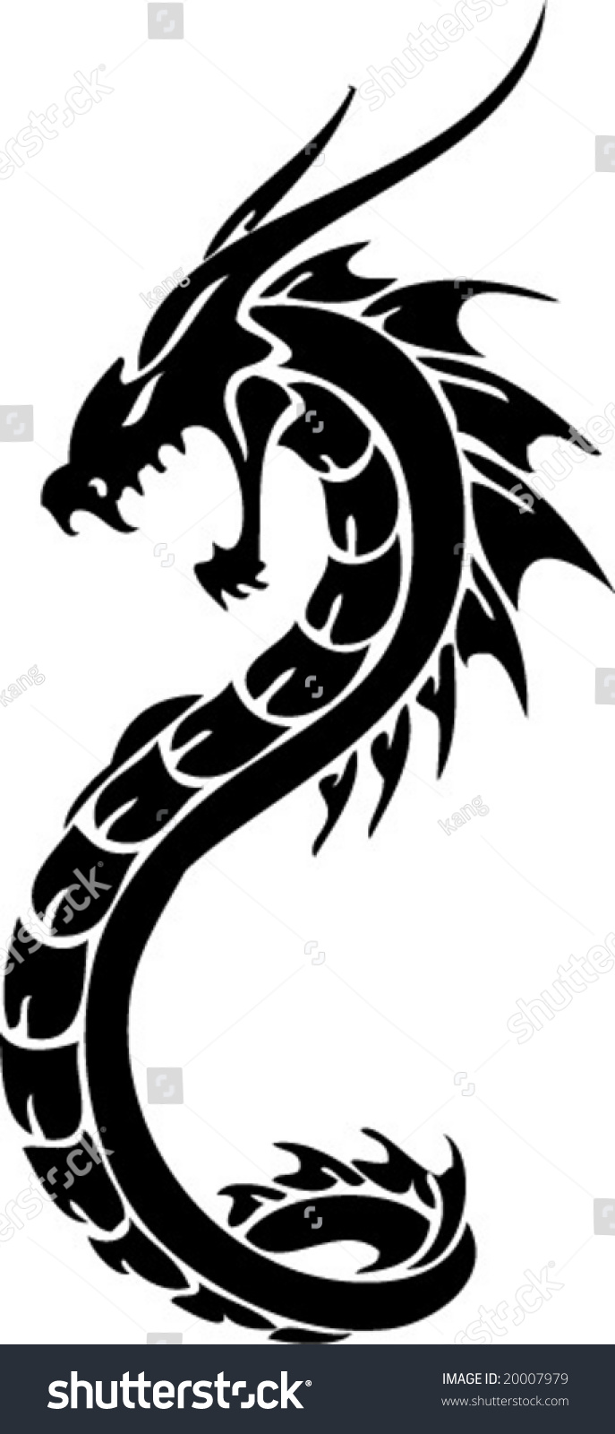 Dragon Tribal Tattoo Stock Vector (Royalty Free) 20007979 | Shutterstock