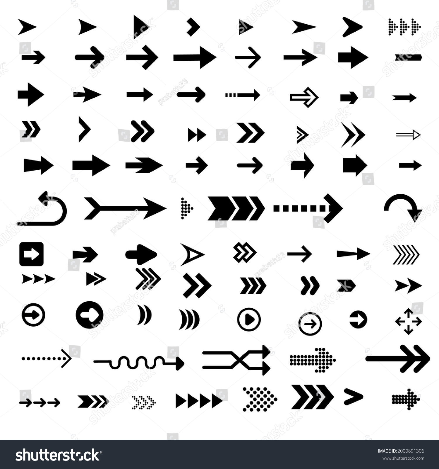 Arrows Big Collection Png Vector Arrow Stock Vector (Royalty Free ...