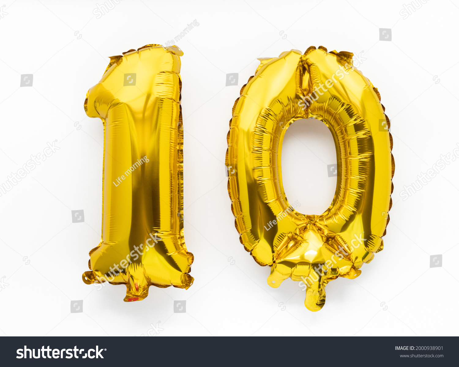 Number 10 Golden Foil Shiny Balloon Stock Photo 2000938901 | Shutterstock