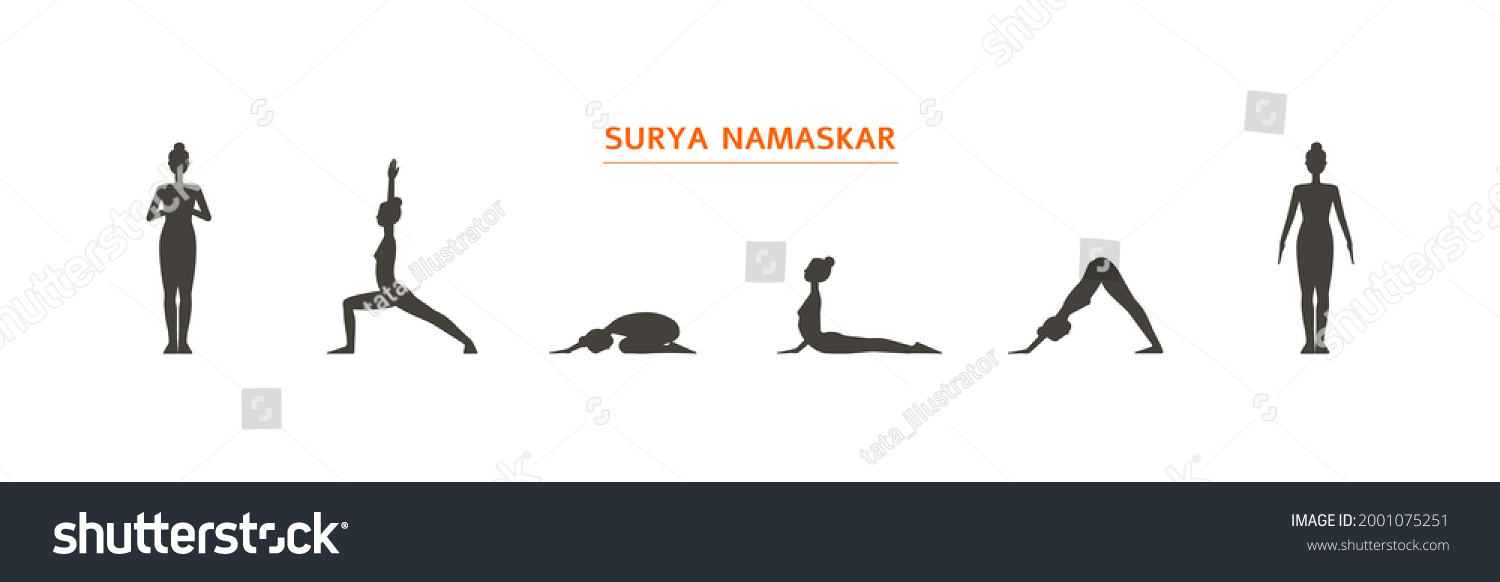 Set Yoga Ashtanga Surya Namaskar Full Stock Vector (Royalty Free ...