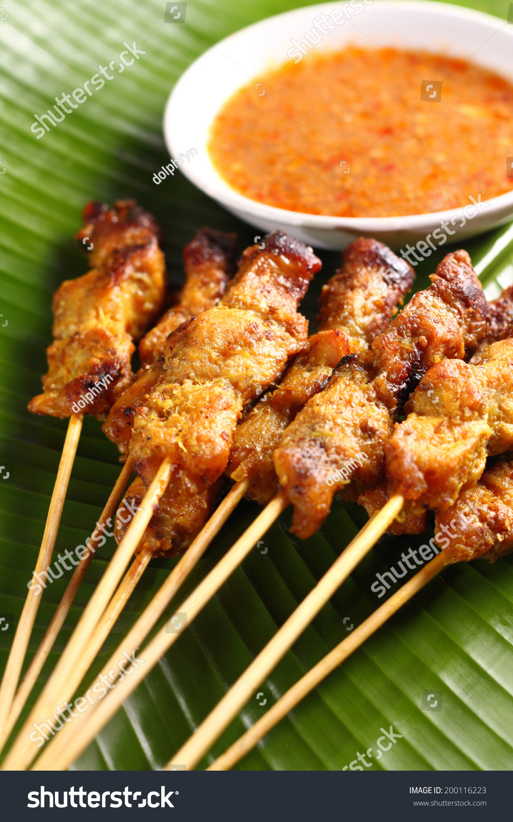 Malaysian Chicken Satay Delicious Peanut Sauce Stock Photo 200116223 ...