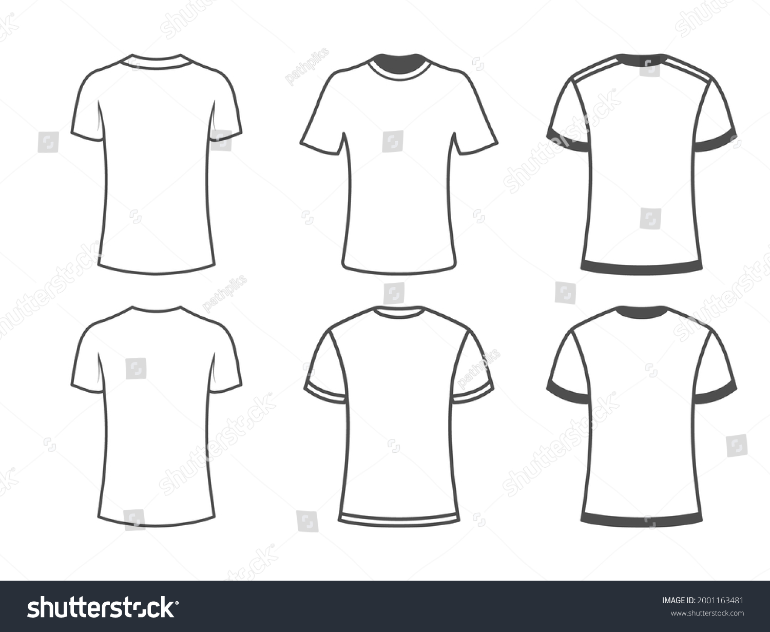 Blank Tshirt Outline Templates Blank Tshirts Stock Vector (Royalty Free ...