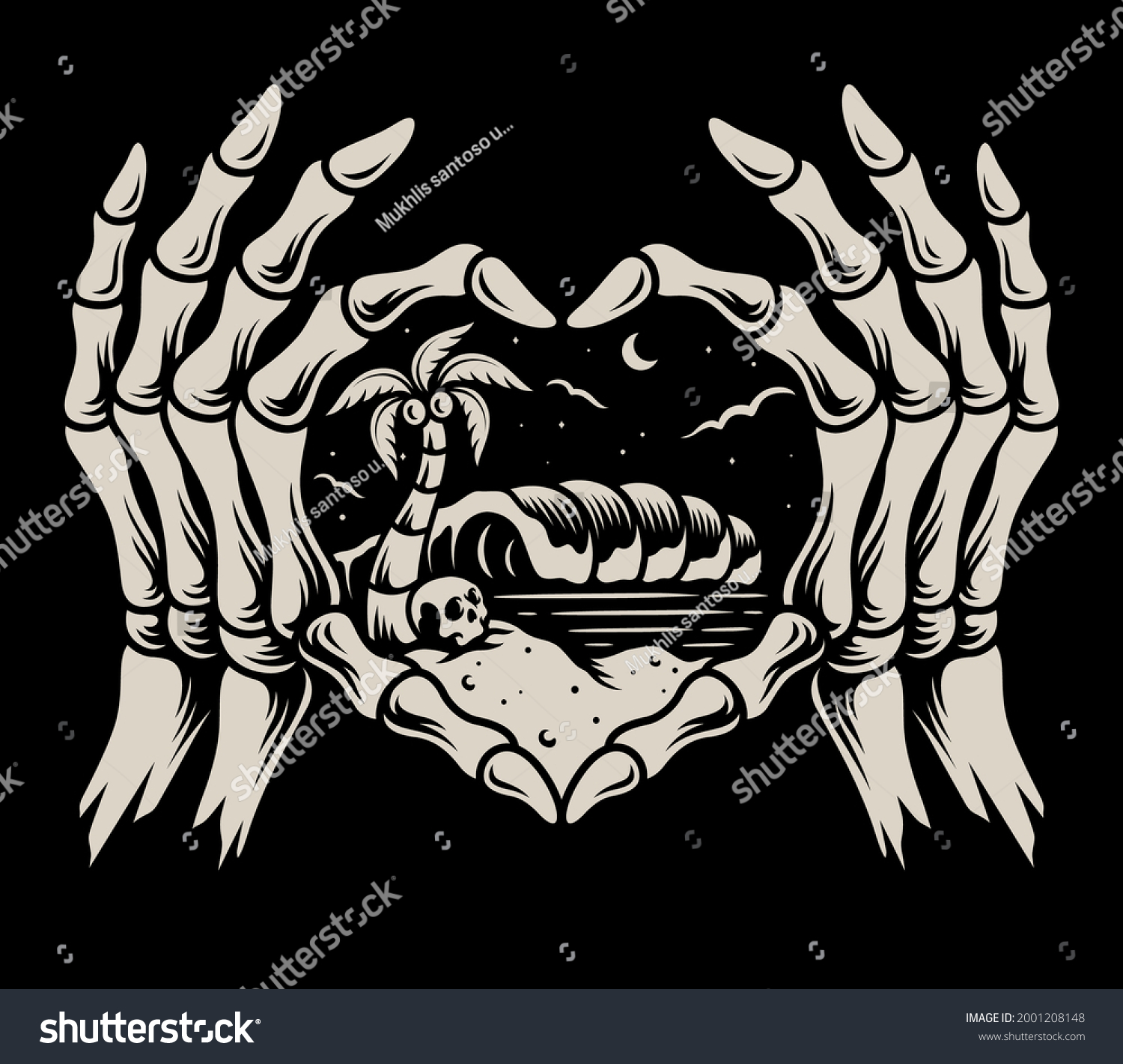 Fingers Forming Heart View Beach Inside Stock Vector (Royalty Free ...