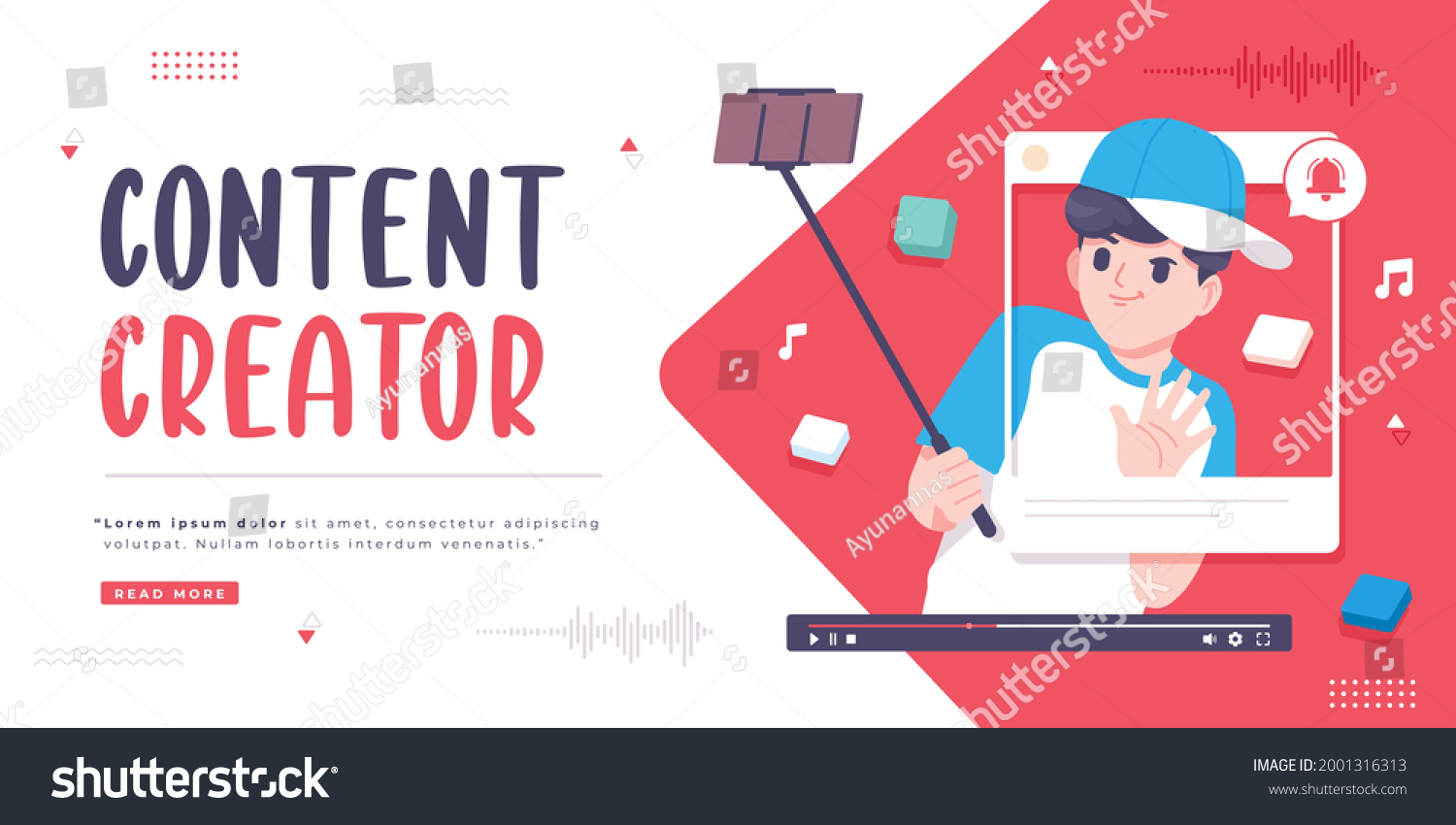 Content Creator Concept Banner Template Stock Vector (Royalty Free