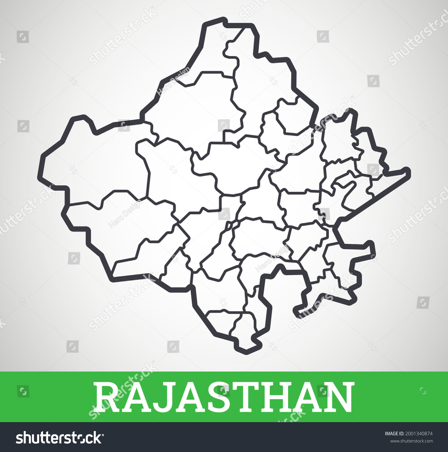 Simple Outline Map Rajasthan India Vector Stock Vector (Royalty Free ...