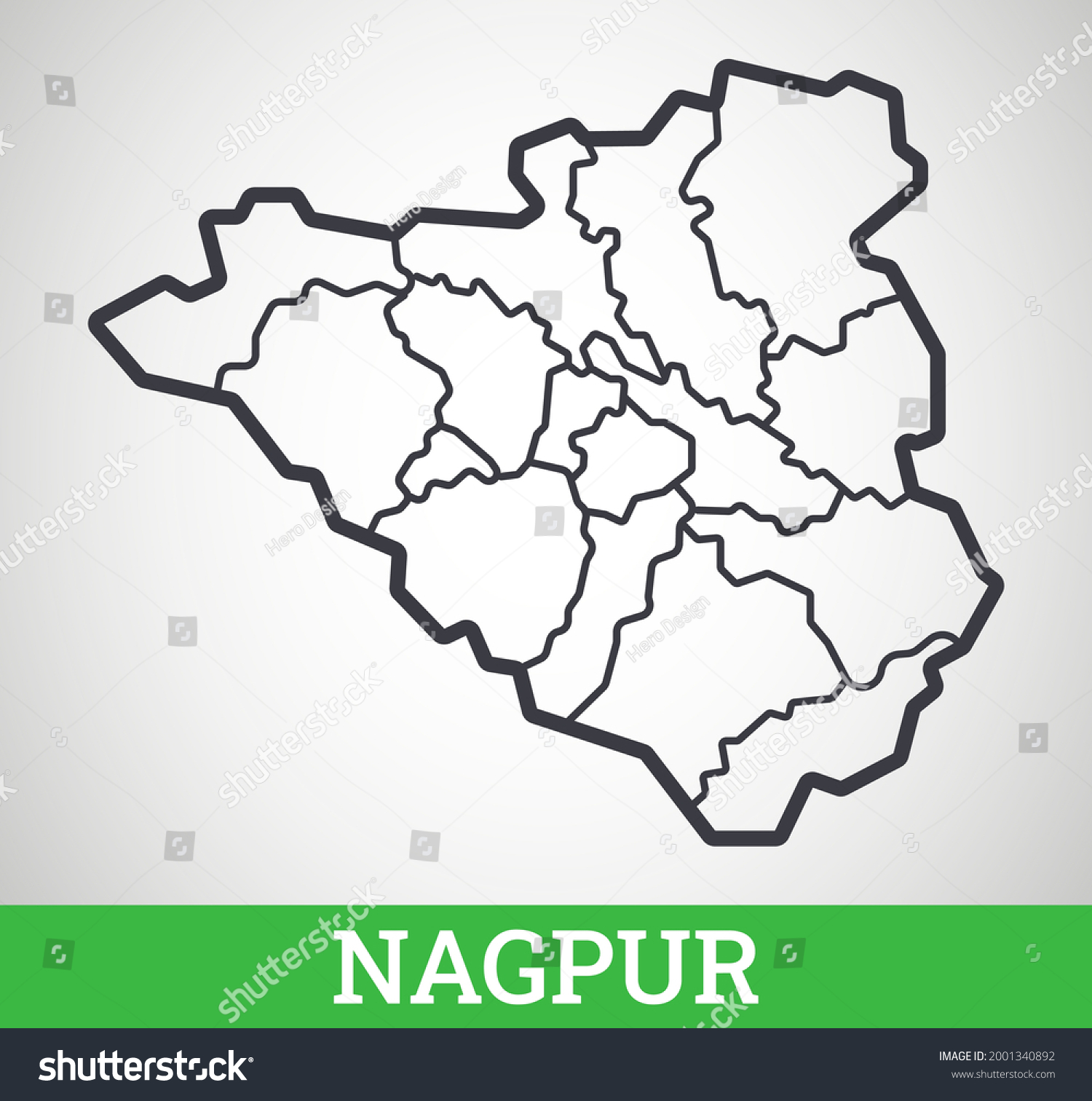 Simple Outline Map Nagpur India Vector Stock Vector (Royalty Free ...