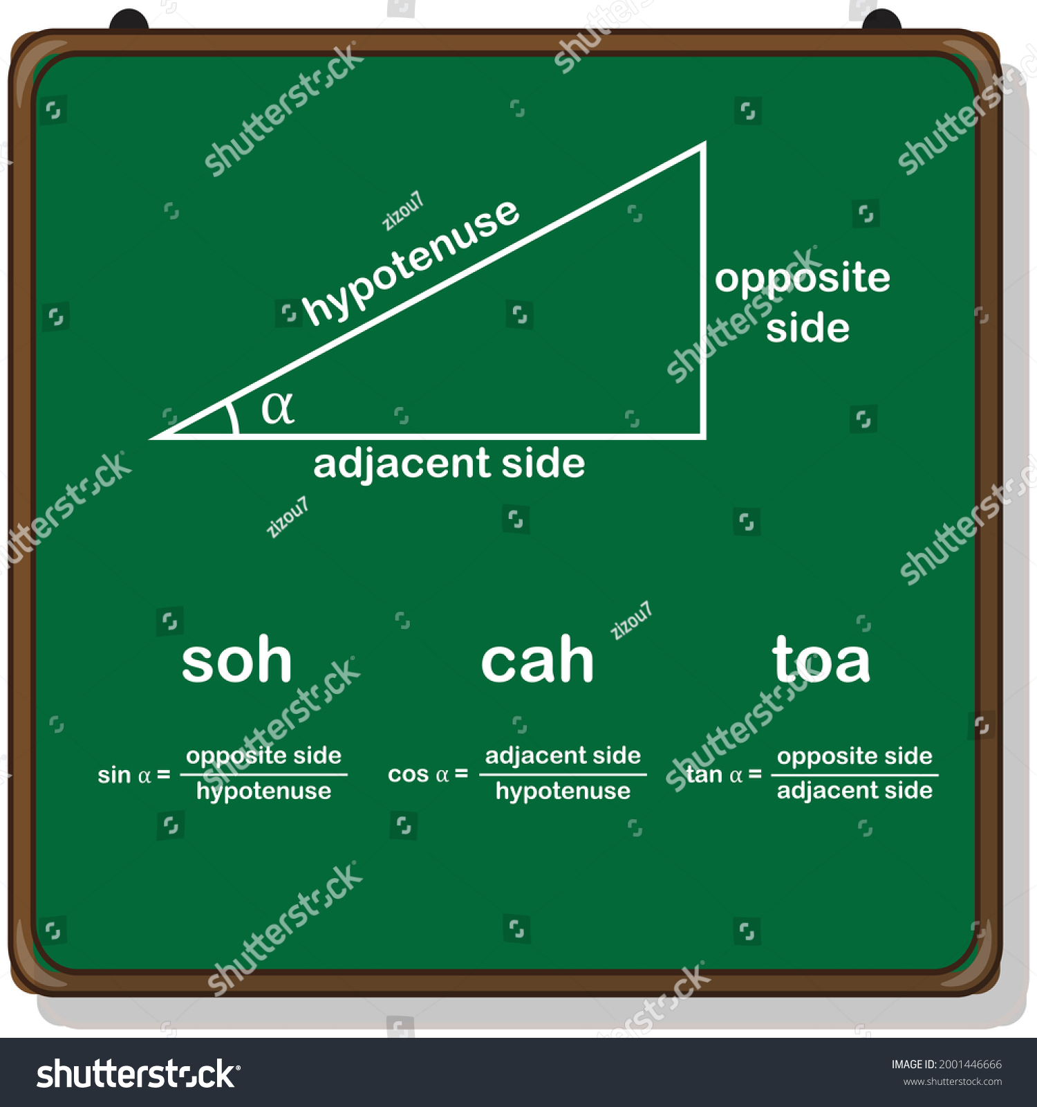 Trigonometry Triangle Formula Soh Cah Toa 库存矢量图（免版税）2001446666