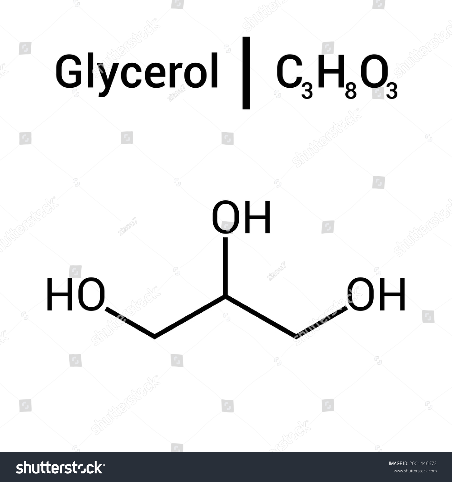 Chemical Structure Glycerol Glycerine Glycerin C3h8o3 Stock Vector ...