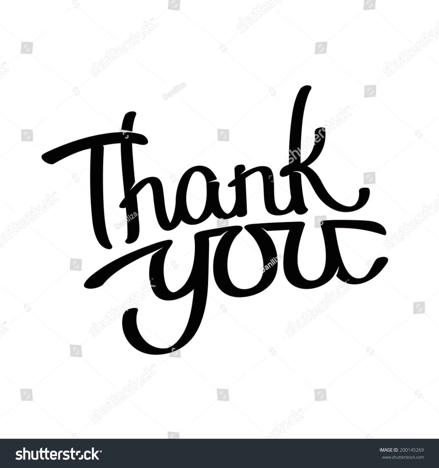 Thank You Hand Written Lettering Isolated Stock Vector (Royalty Free ...