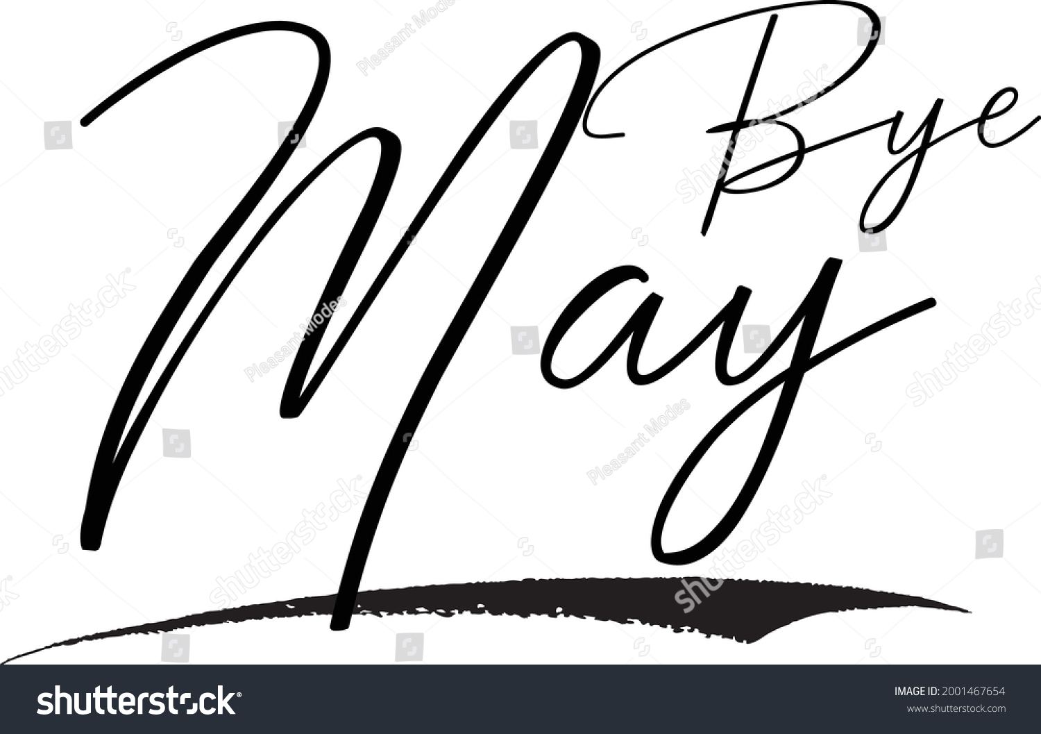 Bye May Cursive Calligraphy Black Color Stock Vector (Royalty Free ...