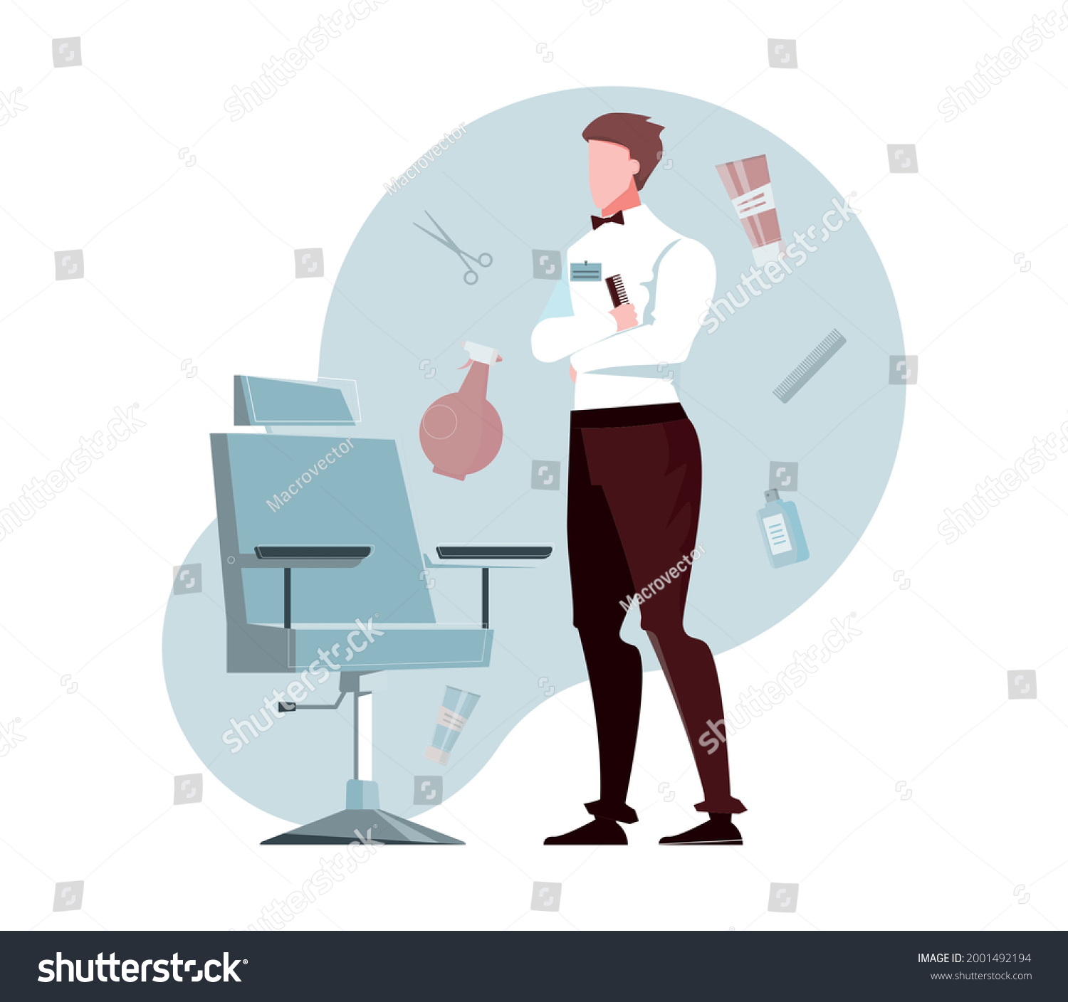 Barbershop Flat Composition Male Barber Chair Stock Vector (Royalty ...