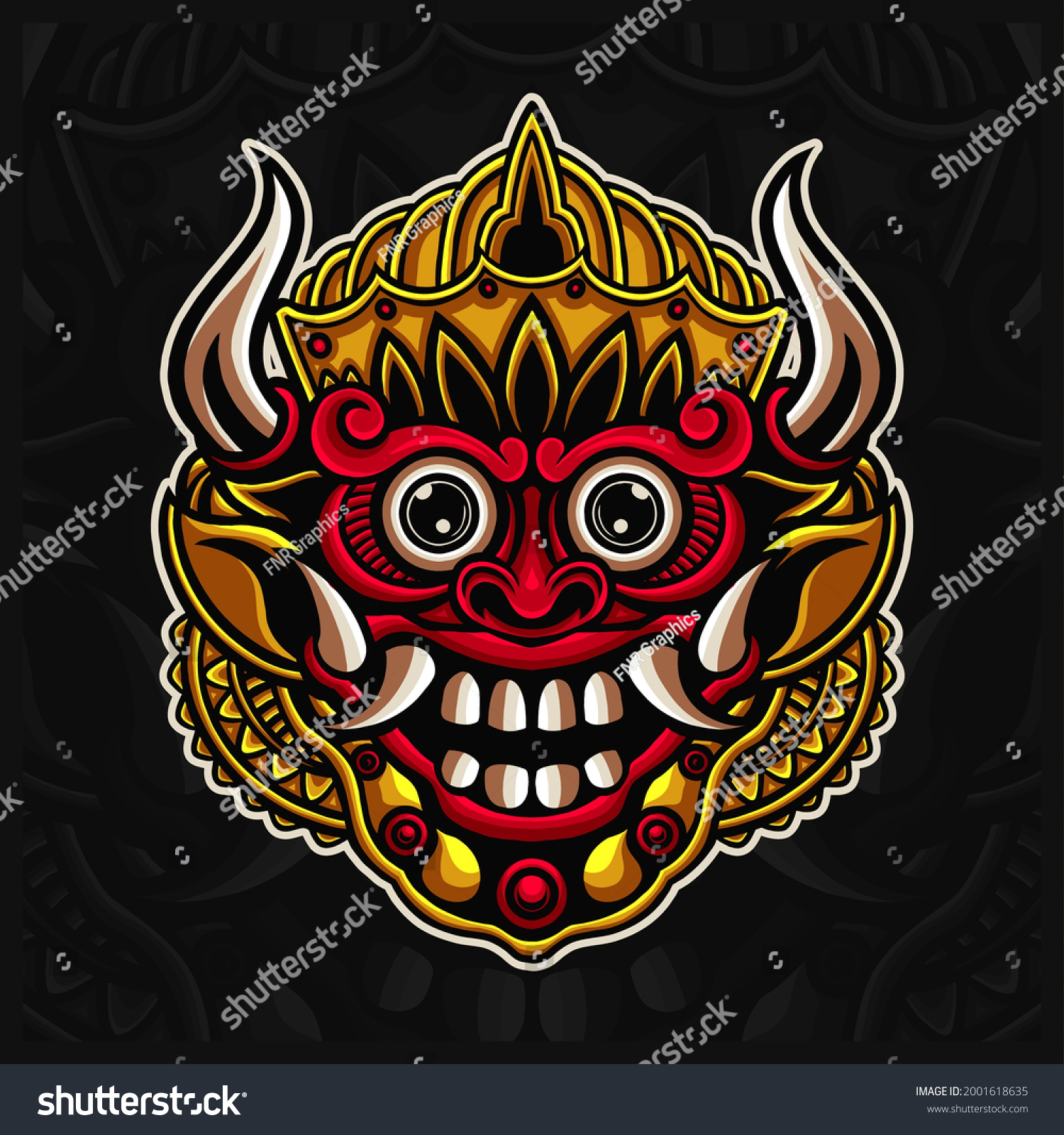 Traditional Indonesian Mask Barong Mascot Esport Stock Vector (Royalty ...