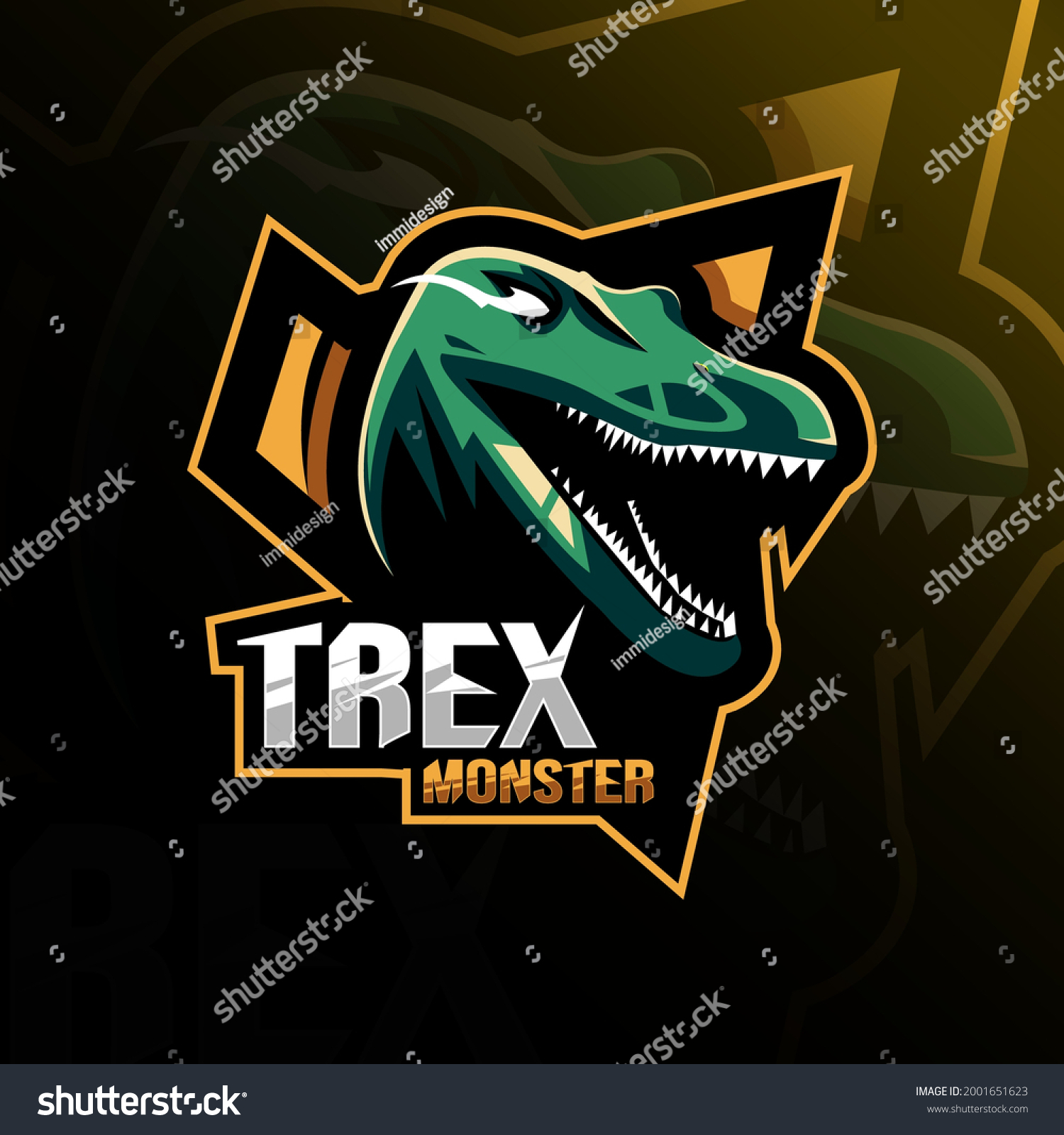 Trex Mascot Logo Esport Design Stock Vector (Royalty Free) 2001651623 ...