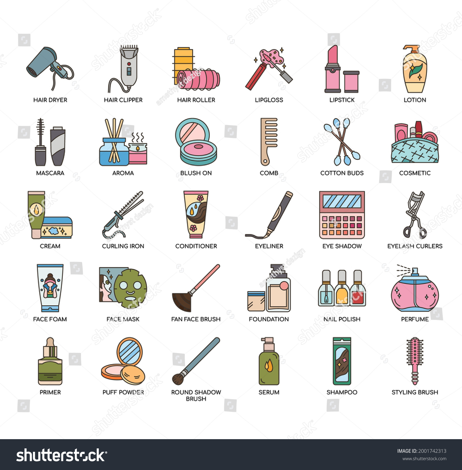 Beauty Thin Line Pixel Perfect Icons Stock Vector Royalty Free