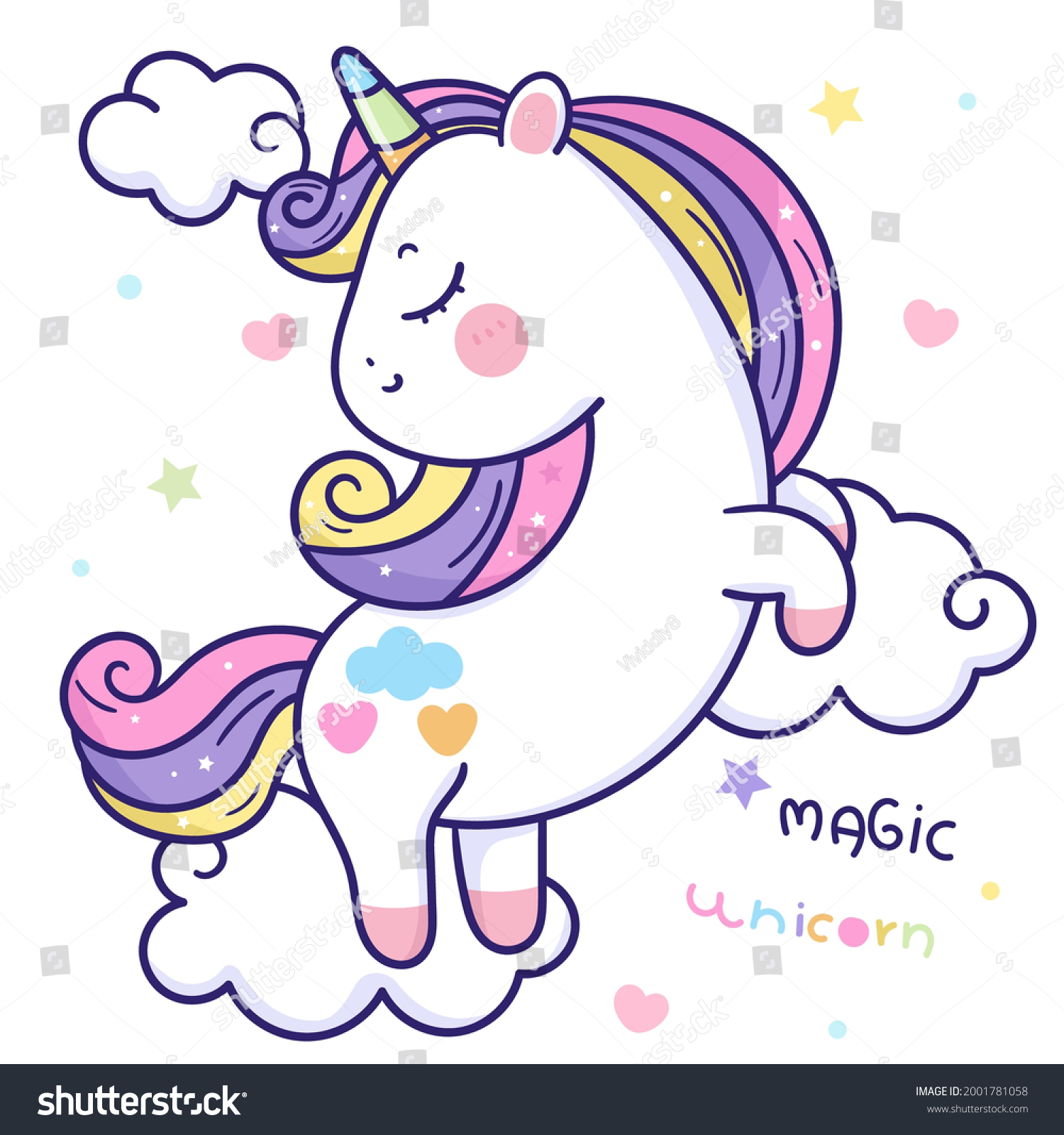 Painting Unicorn Flat Pony Cartoon Jump Stock Vector (royalty Free 