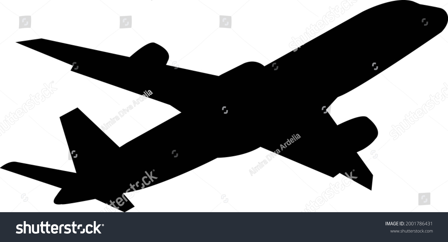 Hand Drawn Silhouette Plane Illustration Vector Stock Vector (Royalty ...