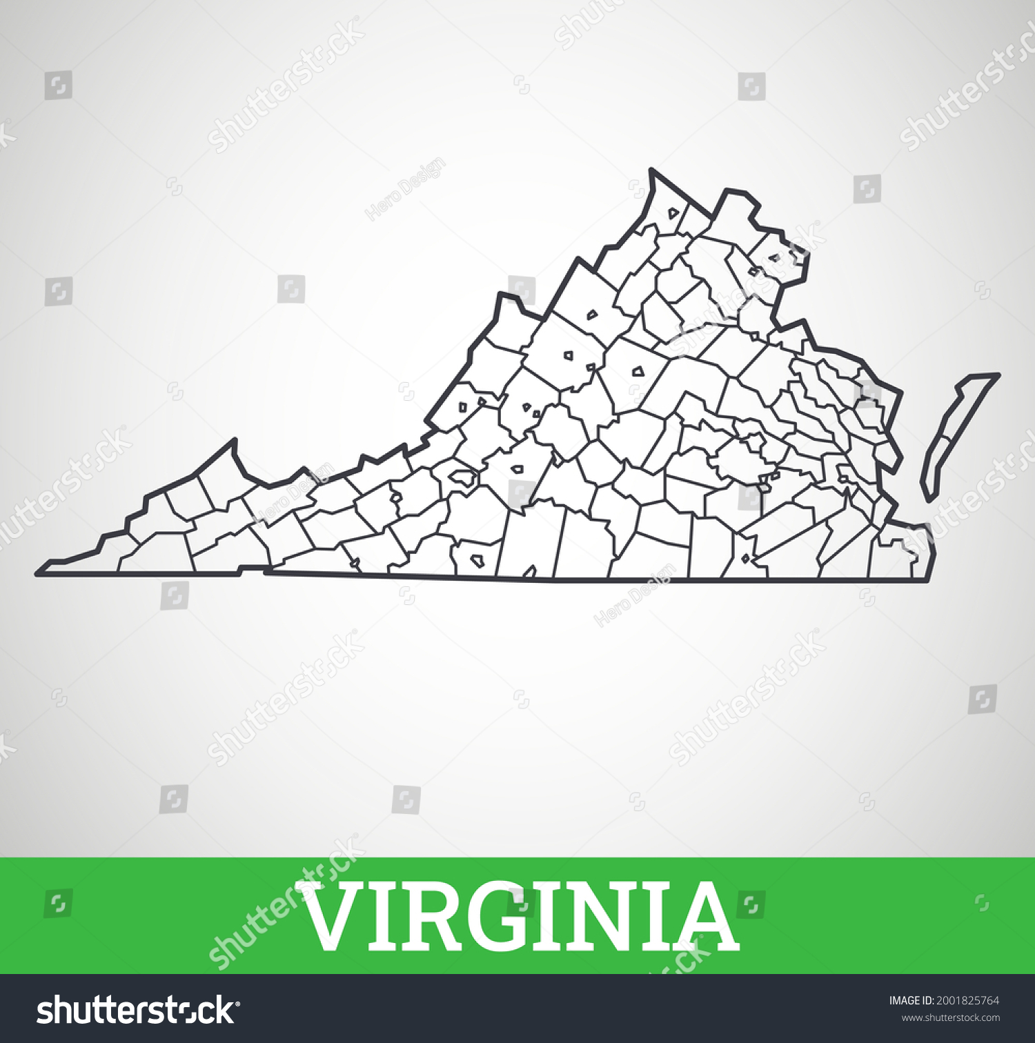 Simple Outline Map Virginia America Vector Stock Vector Royalty Free   Stock Vector Simple Outline Map Of Virginia America Vector Graphic Illustration 2001825764 