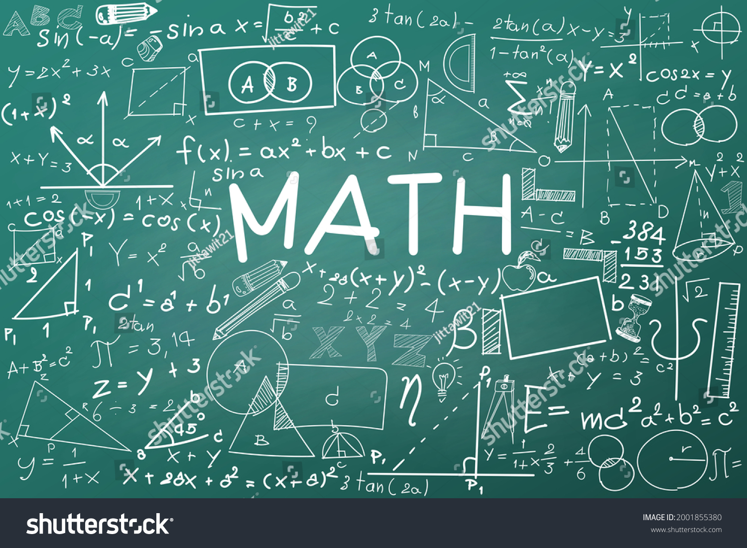 Doodle Math Blackboard Mathematical Theory Formulas Stock Vector ...